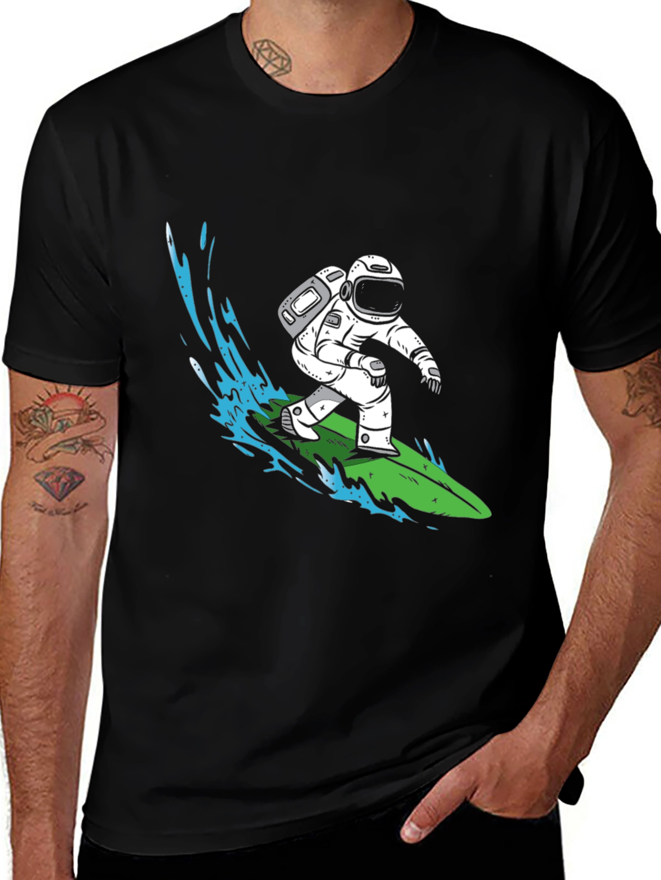 Astronaut Surfing Graphic T-Shirt
