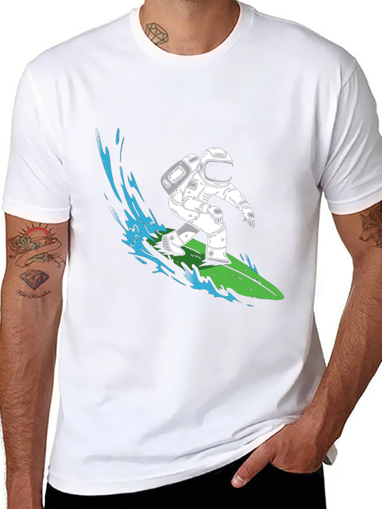 Astronaut Surfing Graphic T-Shirt