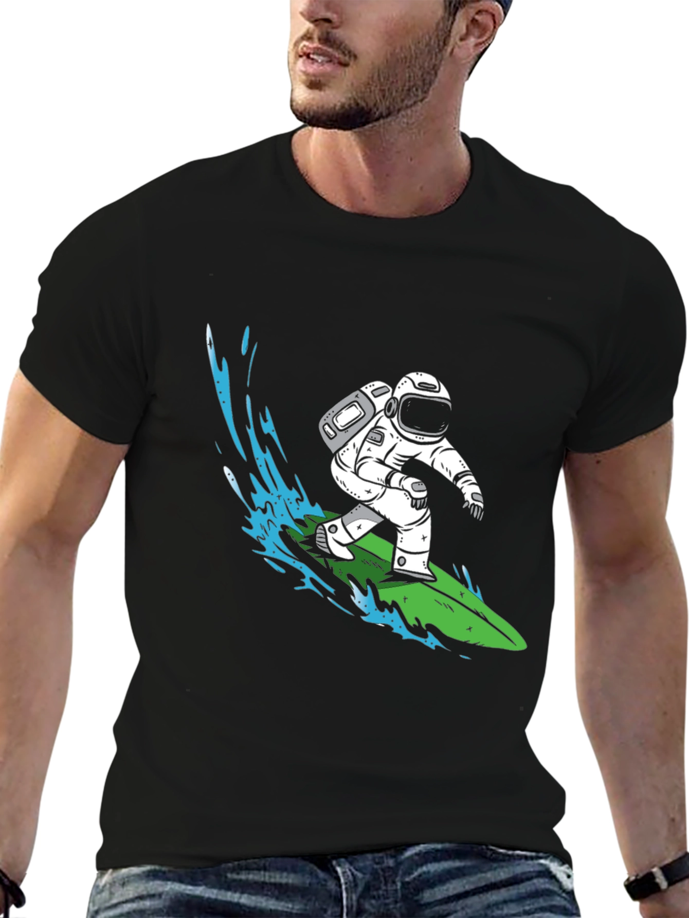 Astronaut Surfing Graphic T-Shirt