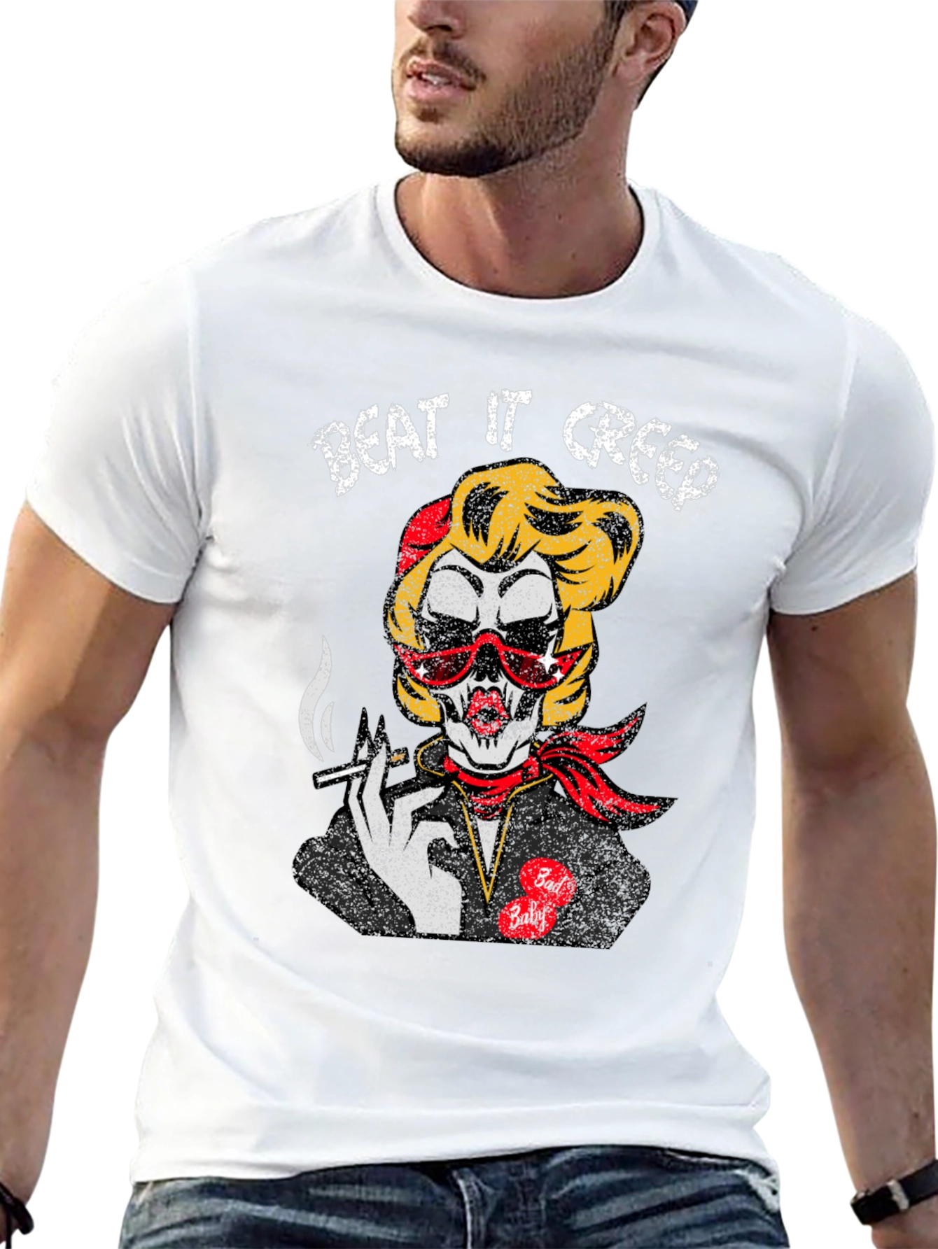 Beat It Creep Graphic T-Shirt - Skull Lady
