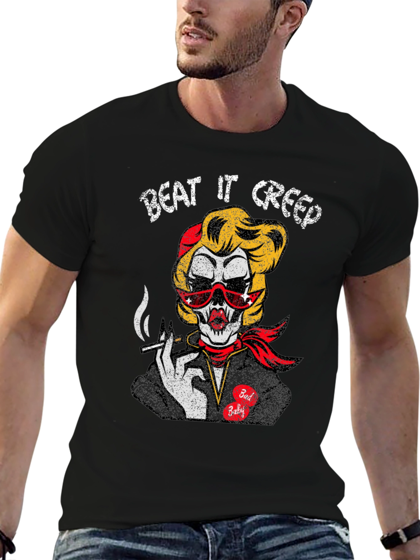 Beat It Creep Graphic T-Shirt - Skull Lady