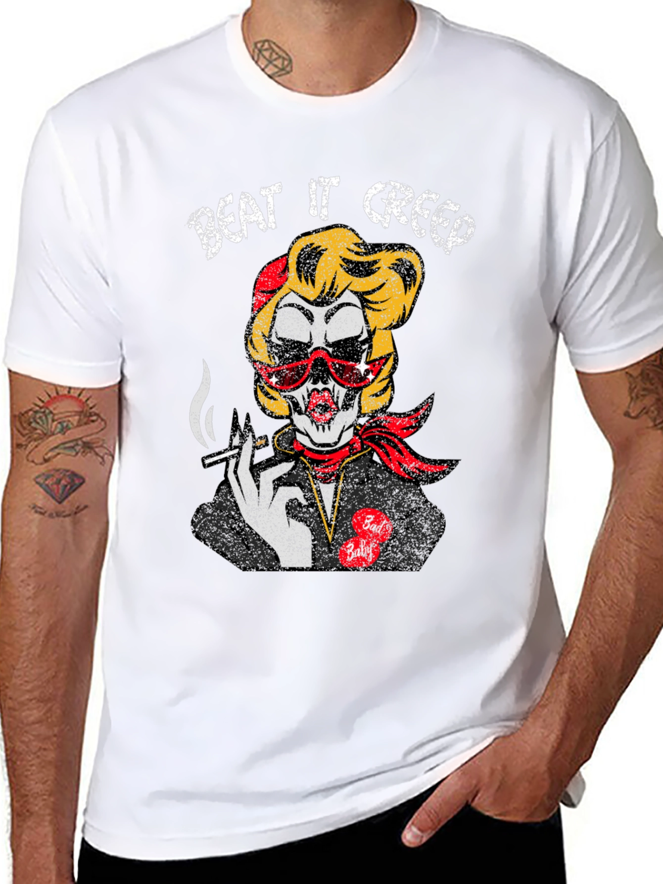 Beat It Creep Graphic T-Shirt - Skull Lady