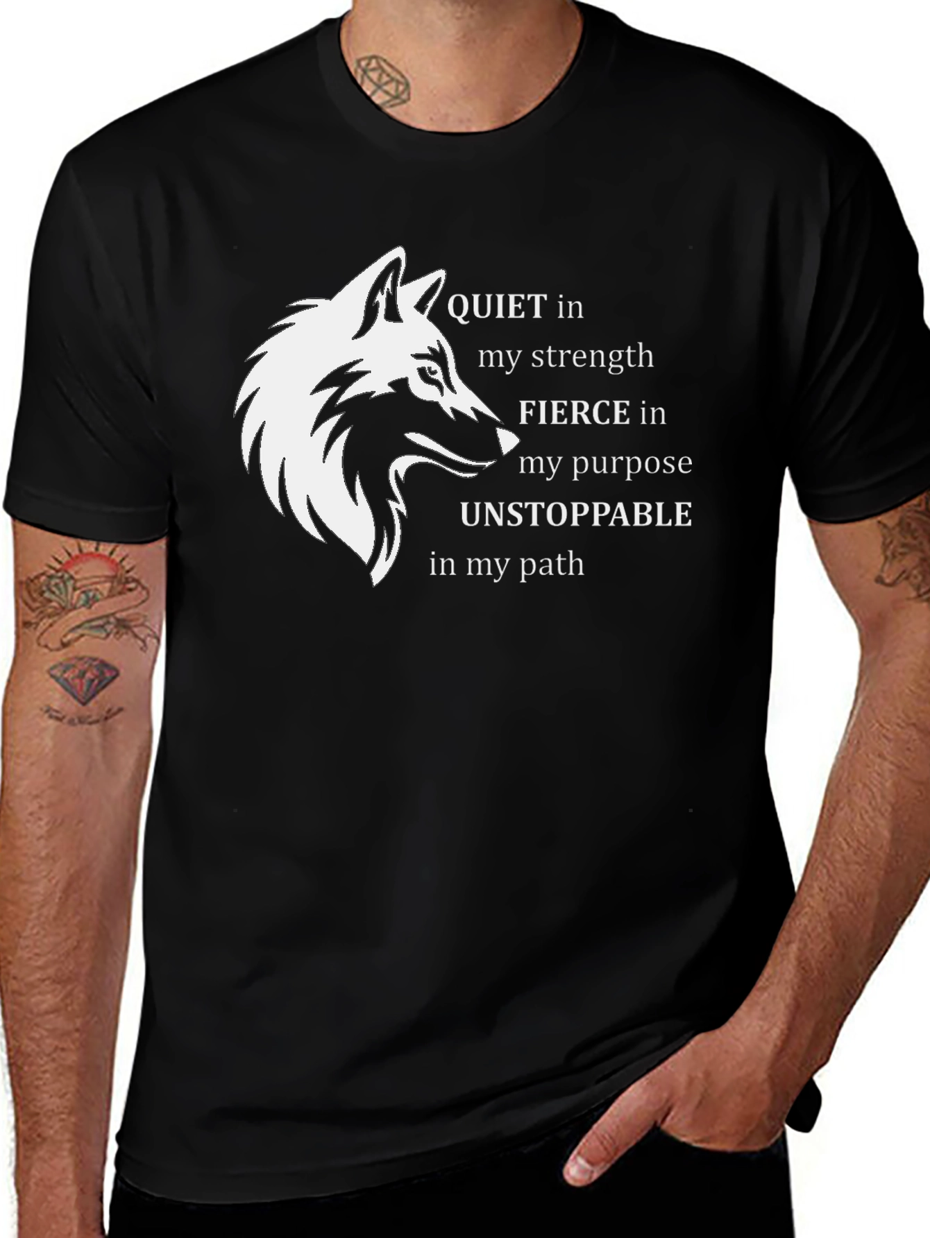 Wolf Graphic T-Shirt - Quiet Strength Design