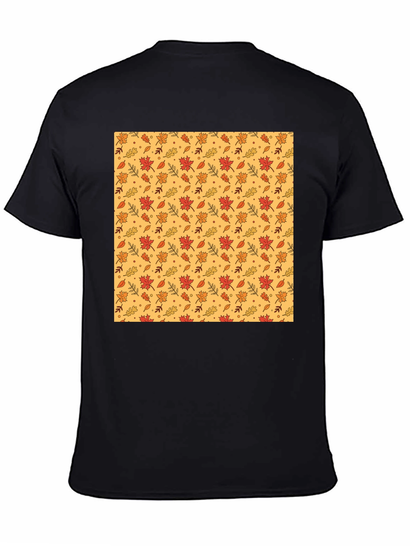 Autumn Leaves Pattern Black T-Shirt