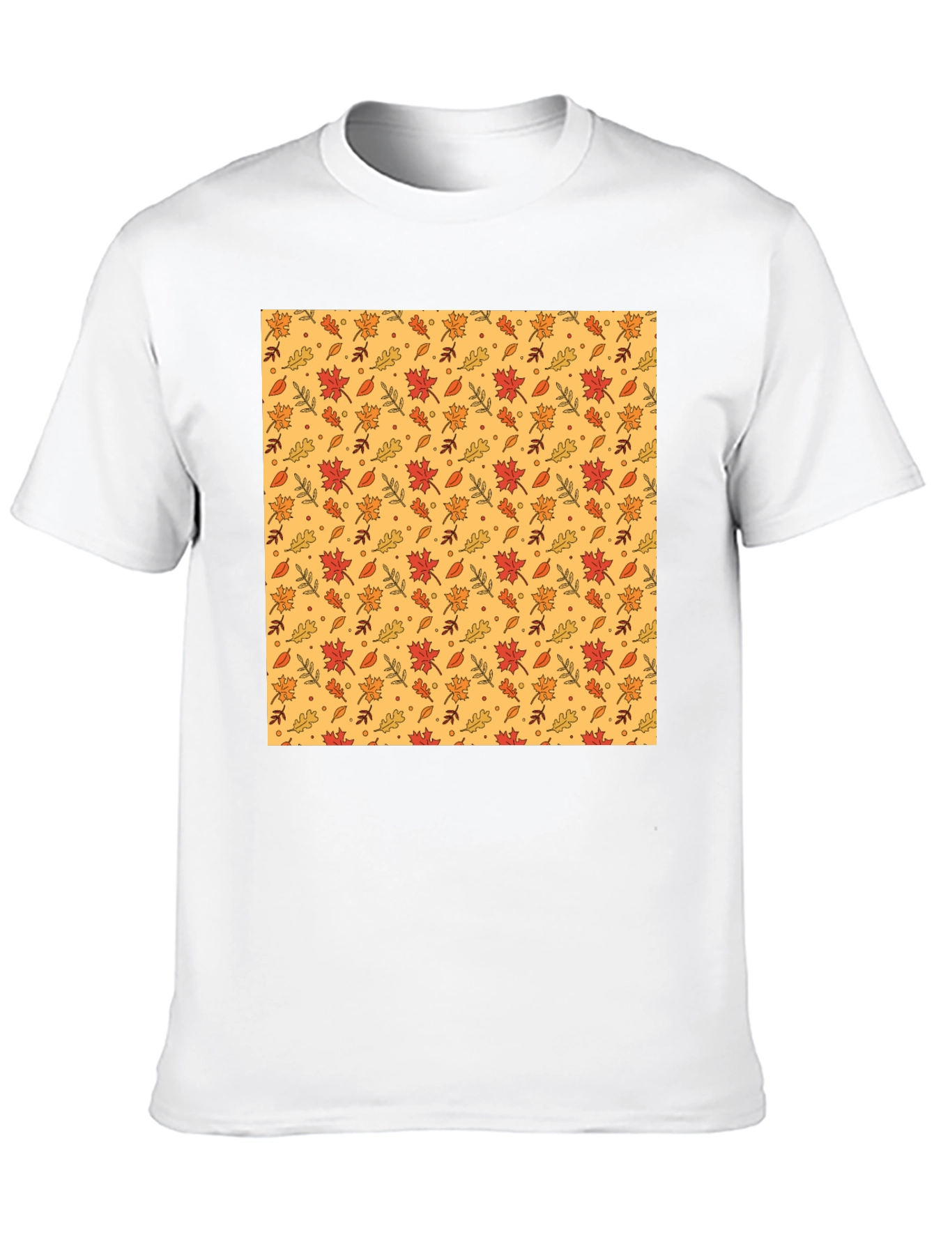 Autumn Leaves Pattern Black T-Shirt