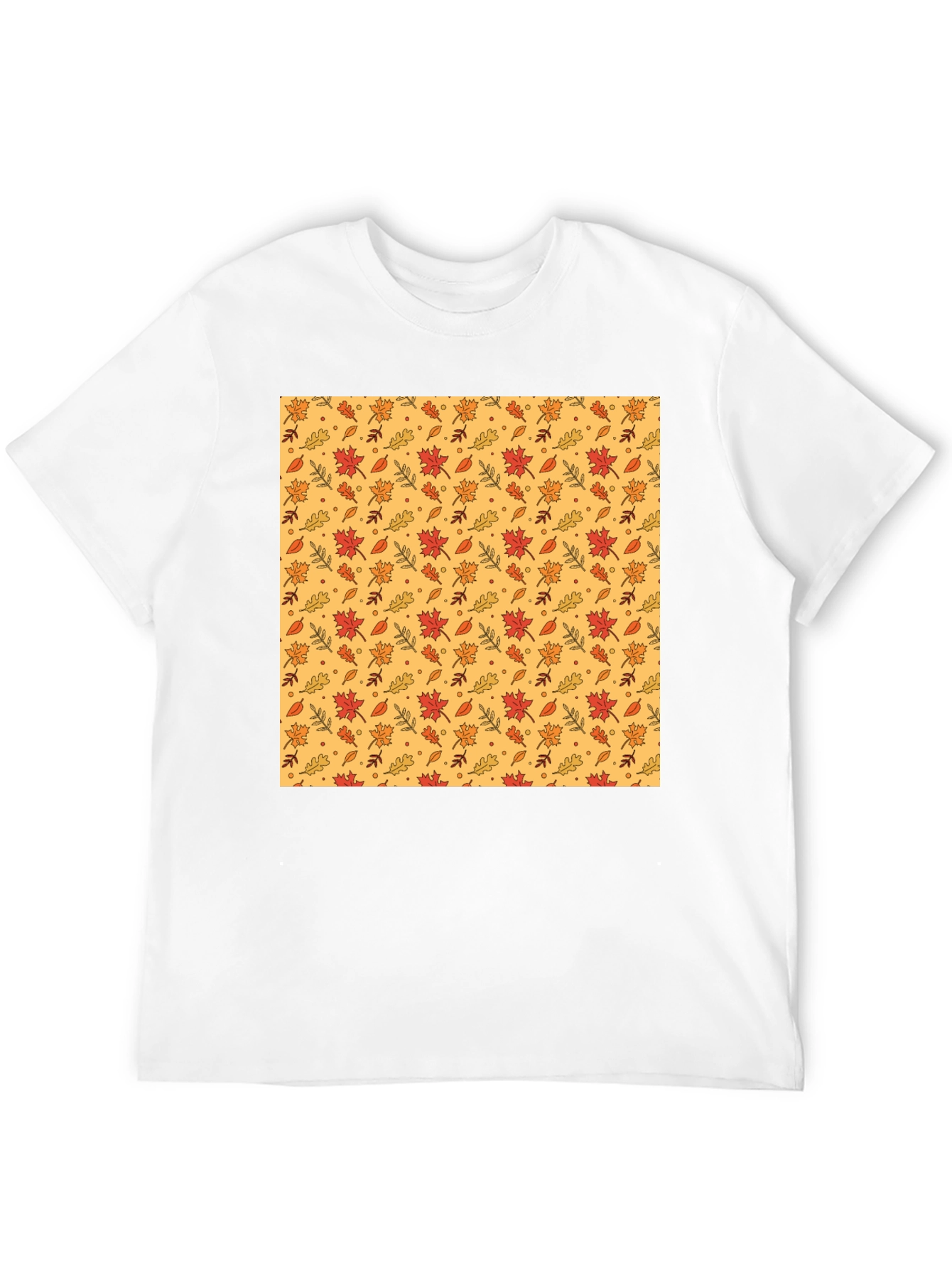 Autumn Leaves Pattern Black T-Shirt