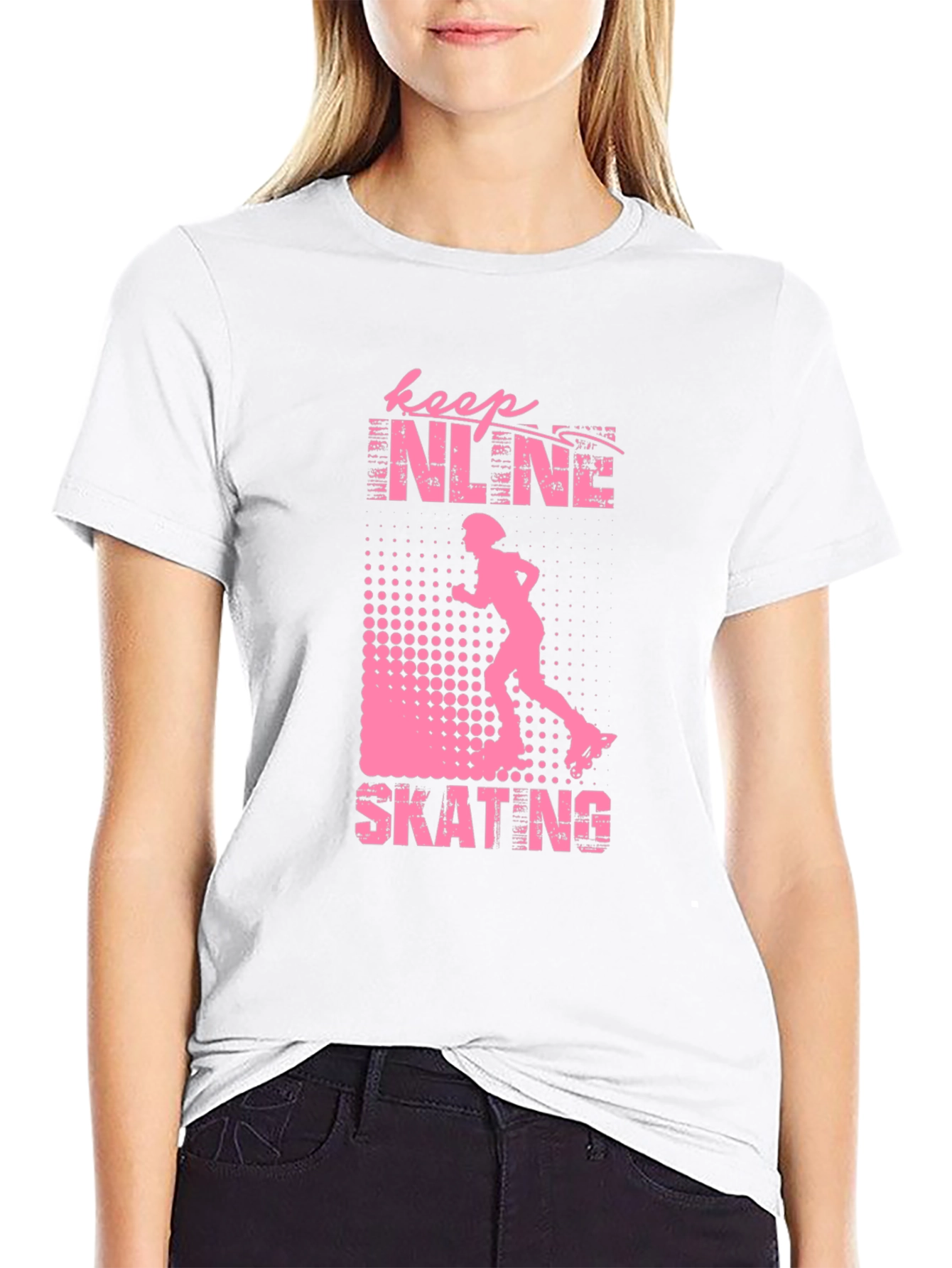 Keep Inline Skating T-Shirt Black Pink Design