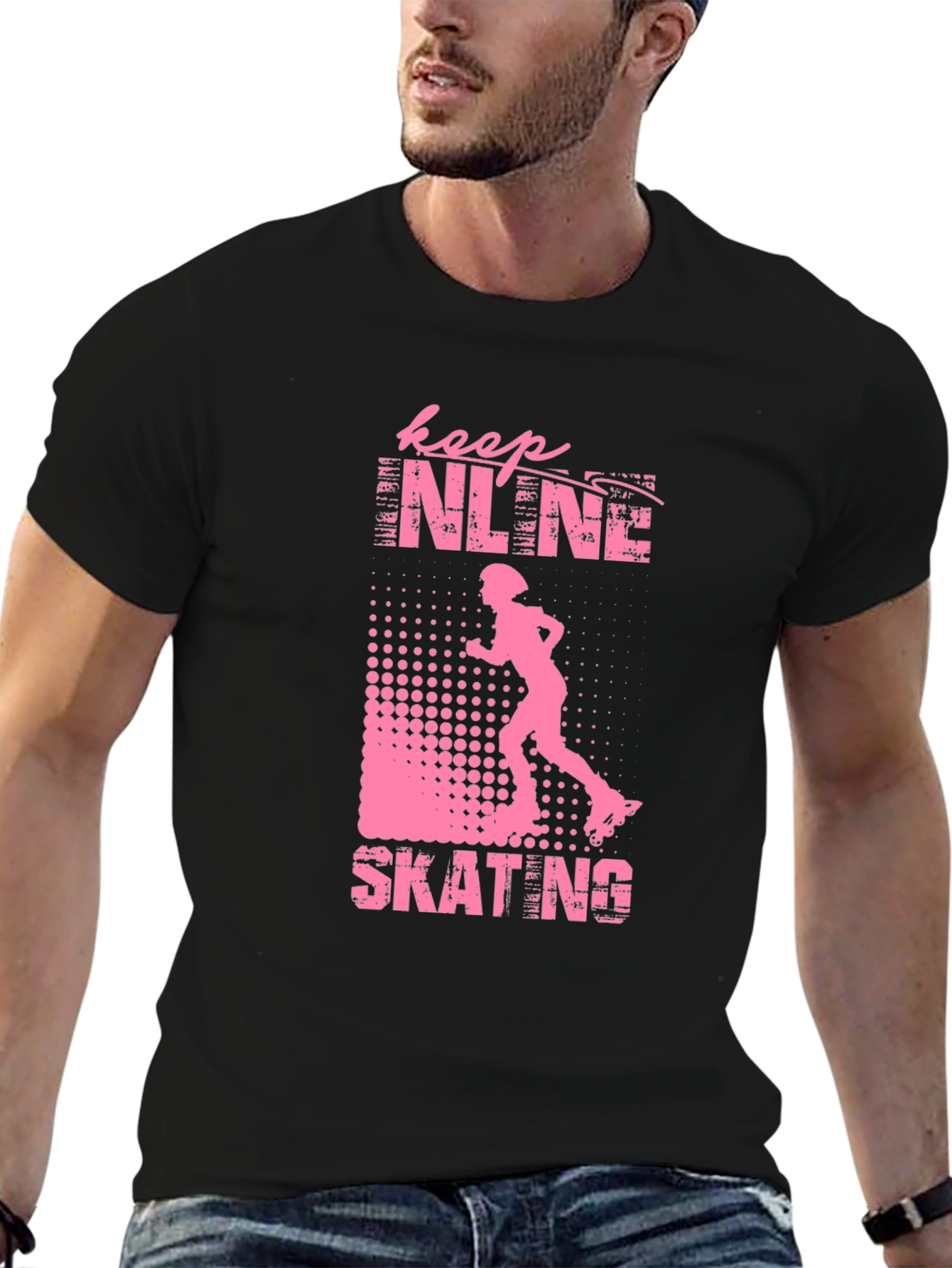 Keep Inline Skating T-Shirt Black Pink Design
