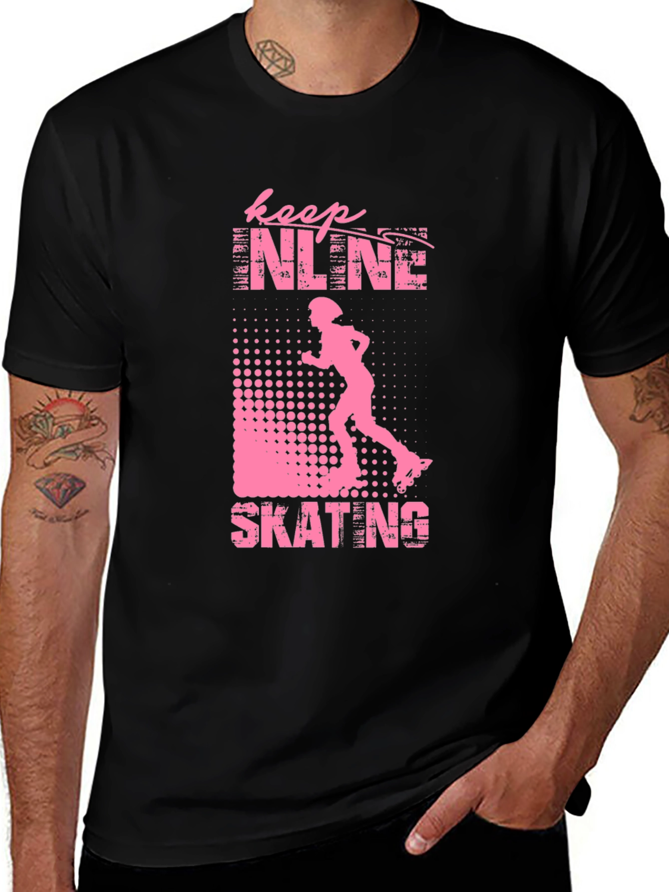 Keep Inline Skating T-Shirt Black Pink Design