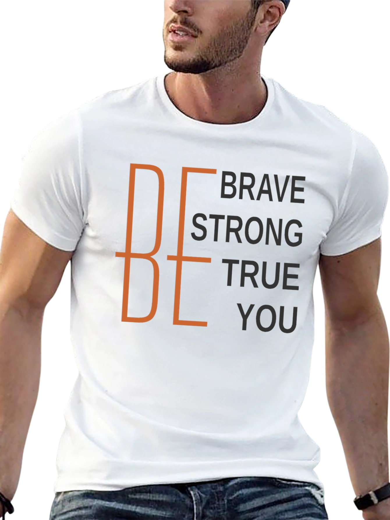 Be Brave Strong True You Black Graphic Tee