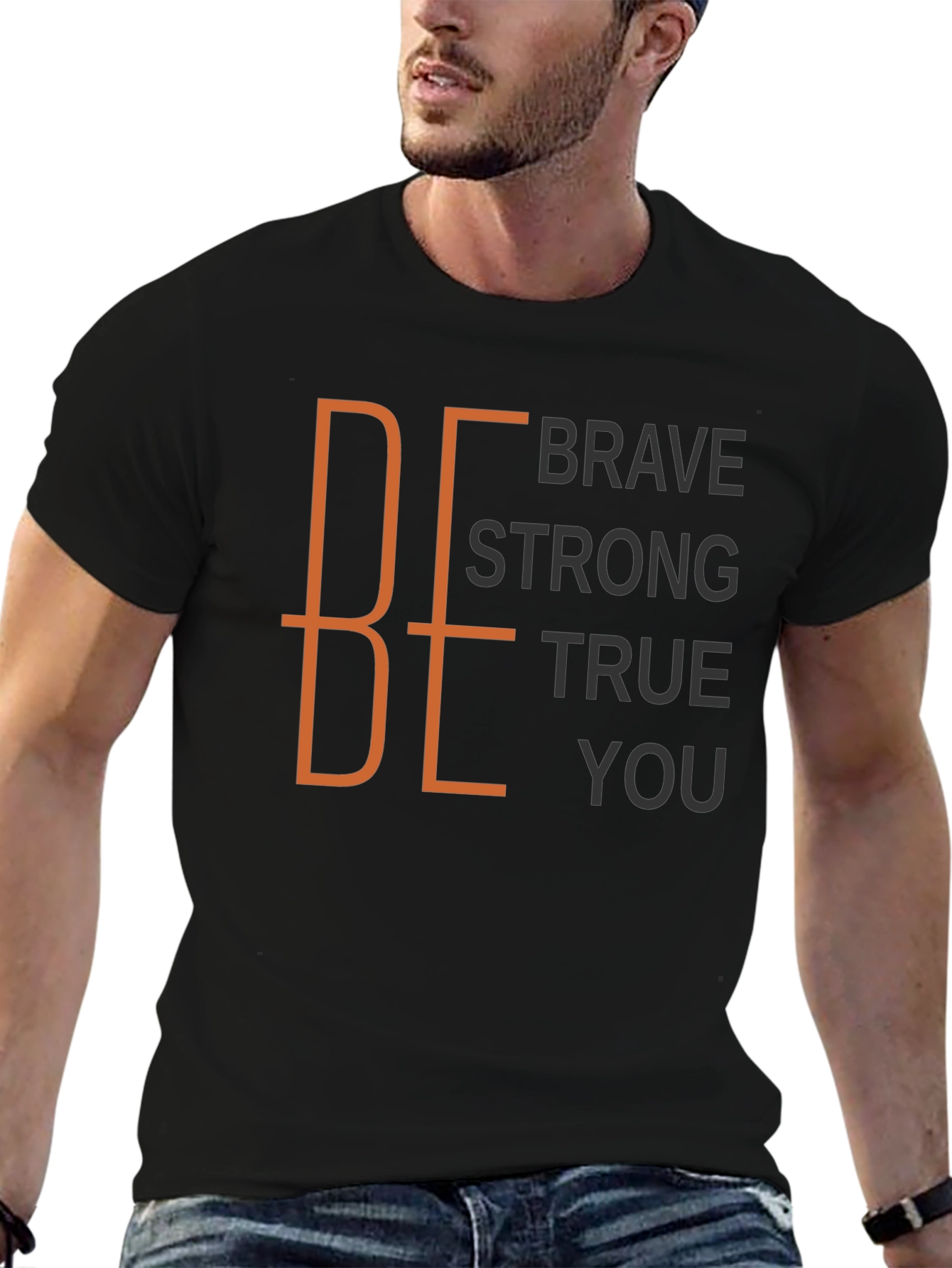 Be Brave Strong True You Black Graphic Tee