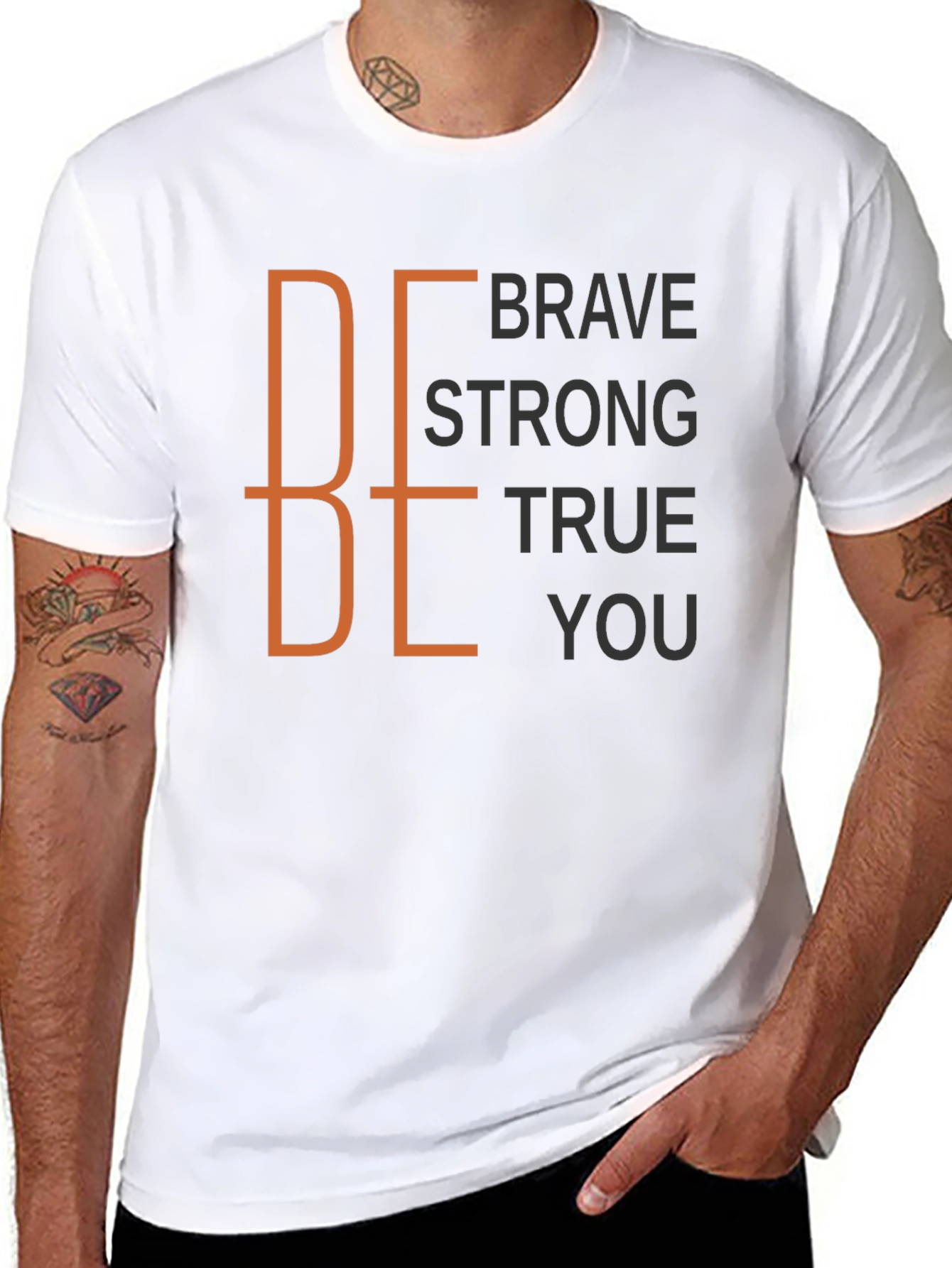 Be Brave Strong True You Black Graphic Tee