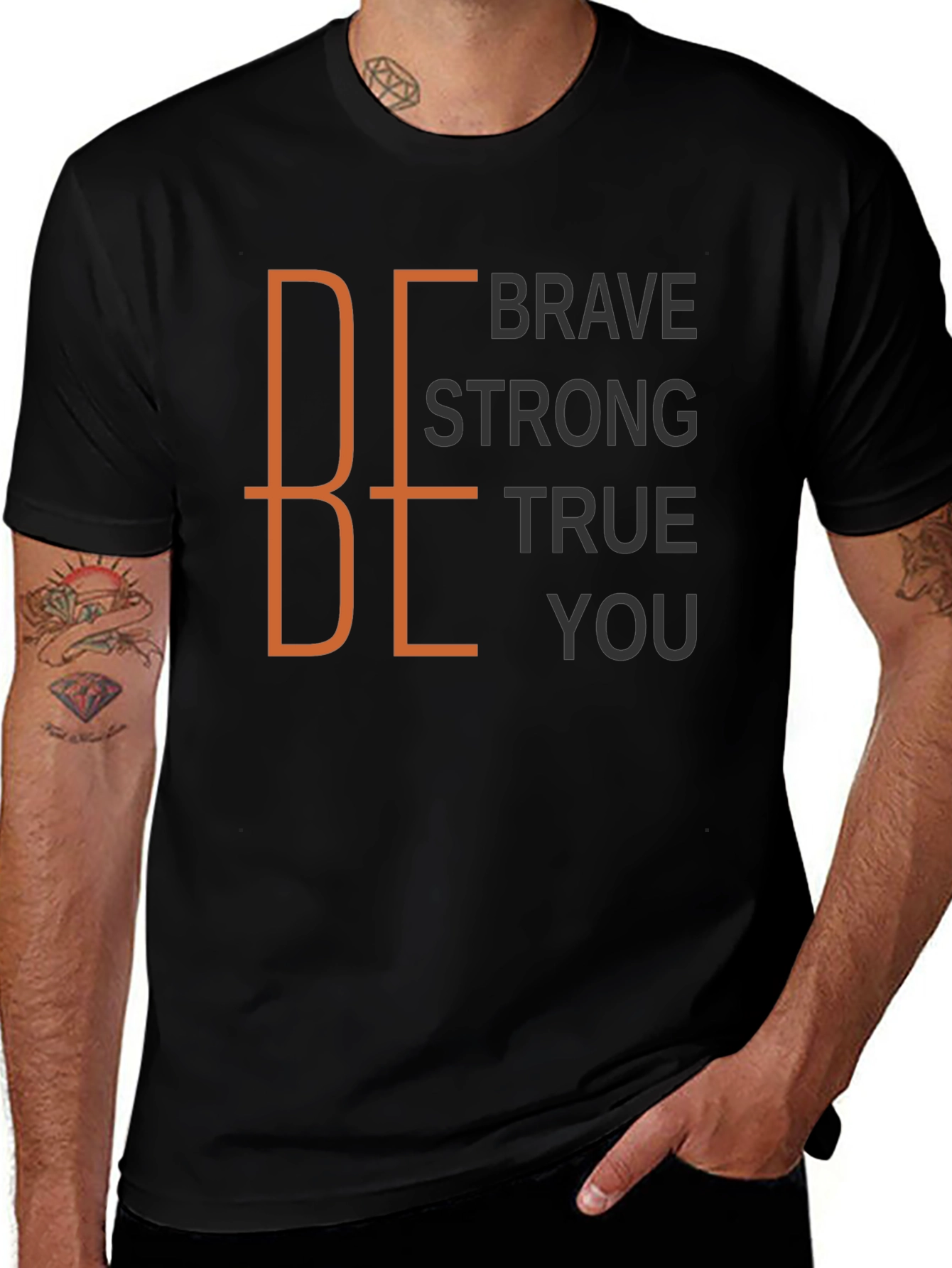 Be Brave Strong True You Black Graphic Tee