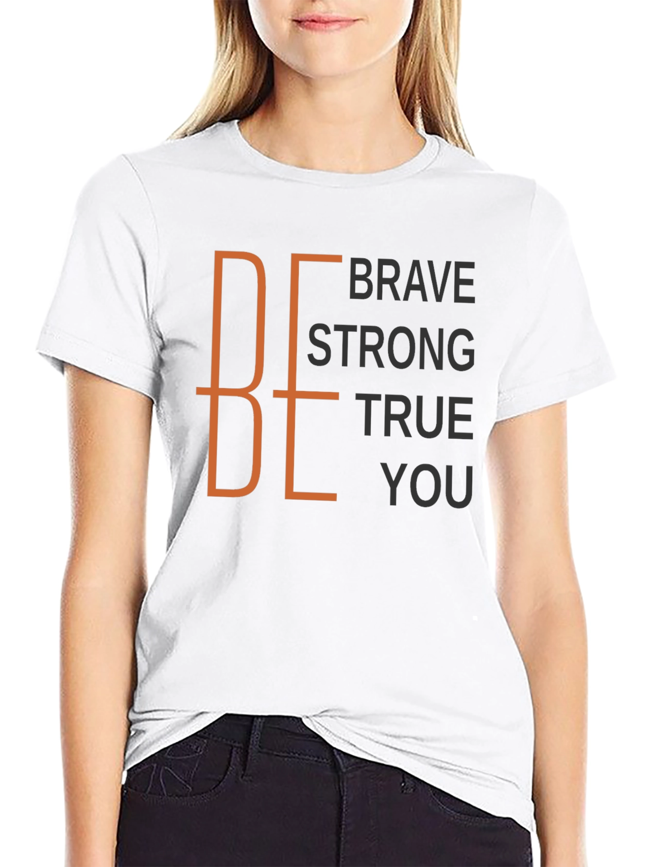 Be Brave Strong True You Black Graphic Tee