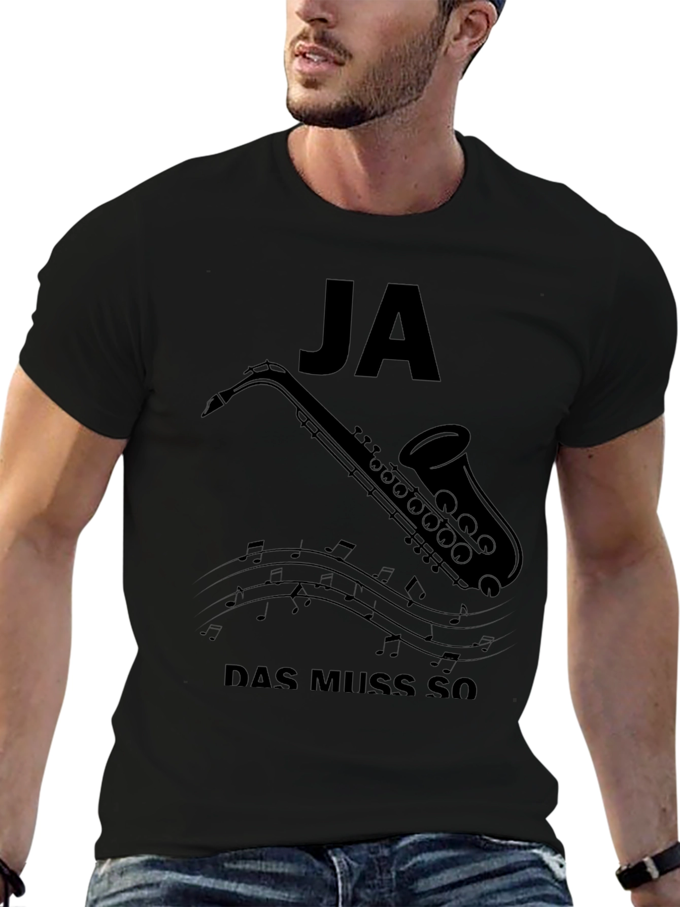 Ja Das Muss So Saxophone T-Shirt - Black