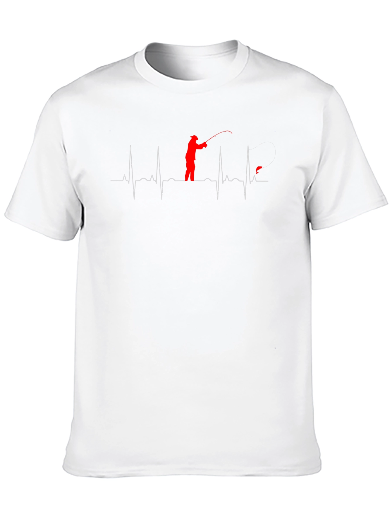 Fishing Heartbeat Graphic Tee - Black Cotton T-Shirt