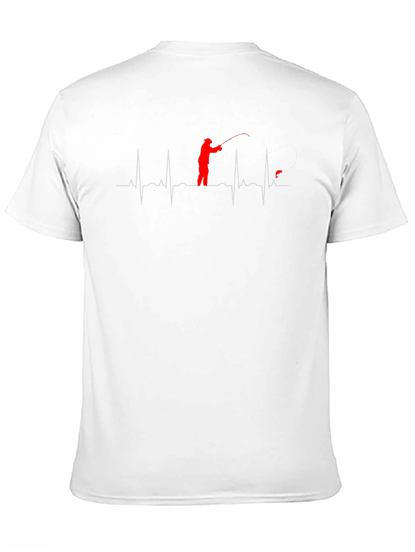 Fishing Heartbeat Graphic Tee - Black Cotton T-Shirt