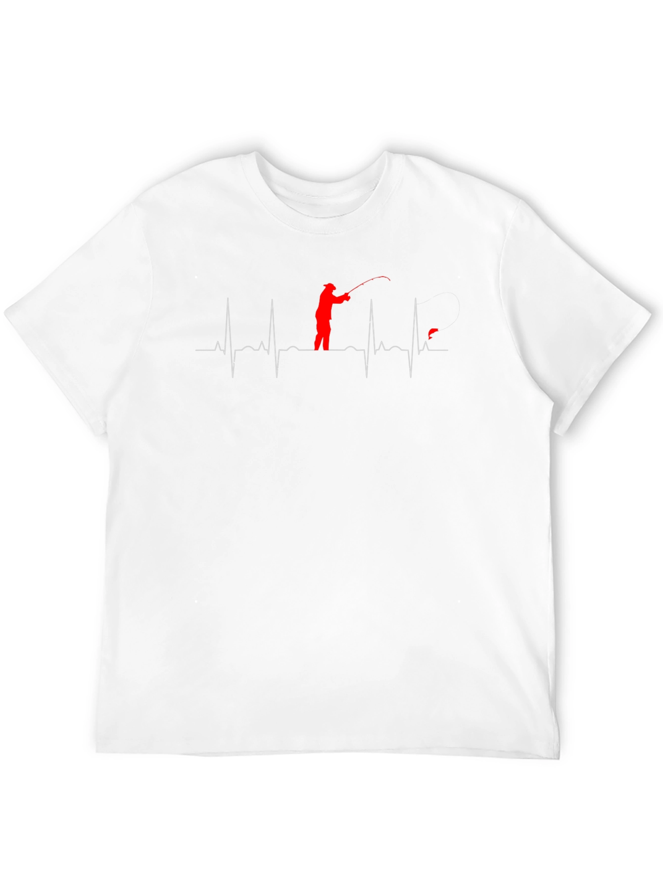 Fishing Heartbeat Graphic Tee - Black Cotton T-Shirt