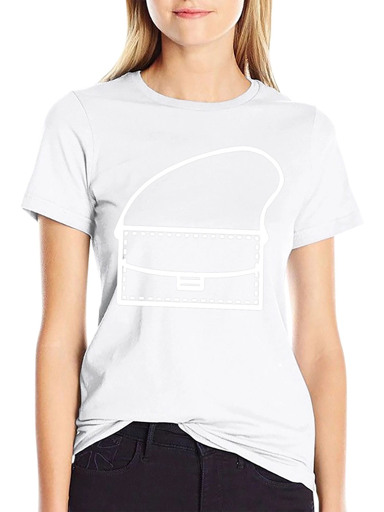 Black T-Shirt with Handbag Graphic