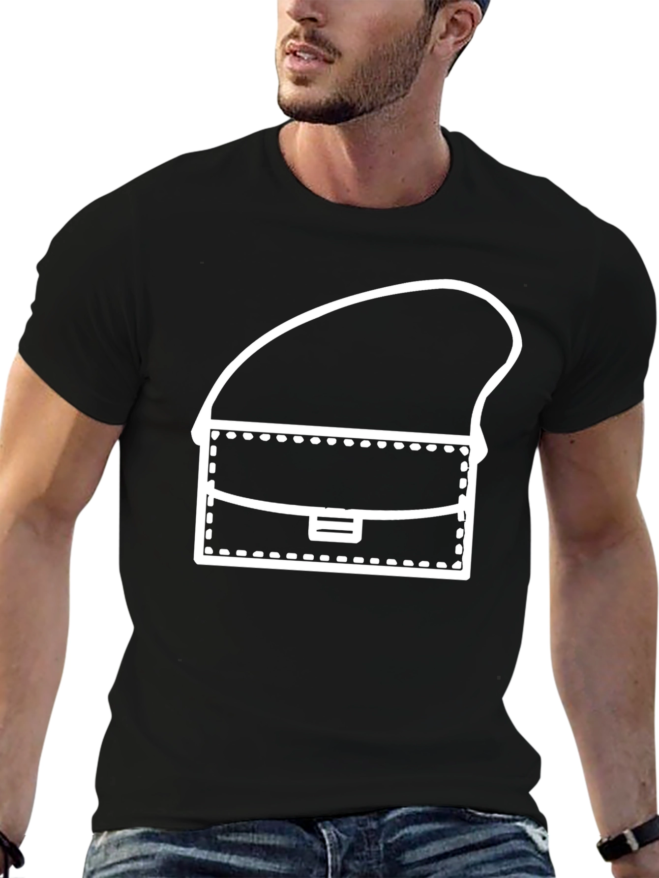 Black T-Shirt with Handbag Graphic