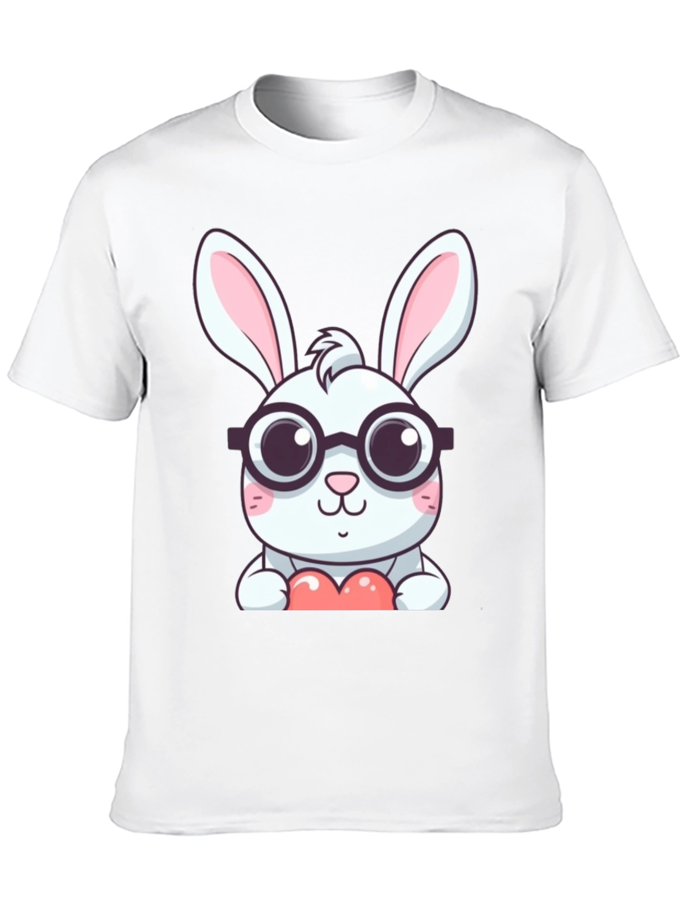 Cute Bunny with Glasses Black T-Shirt