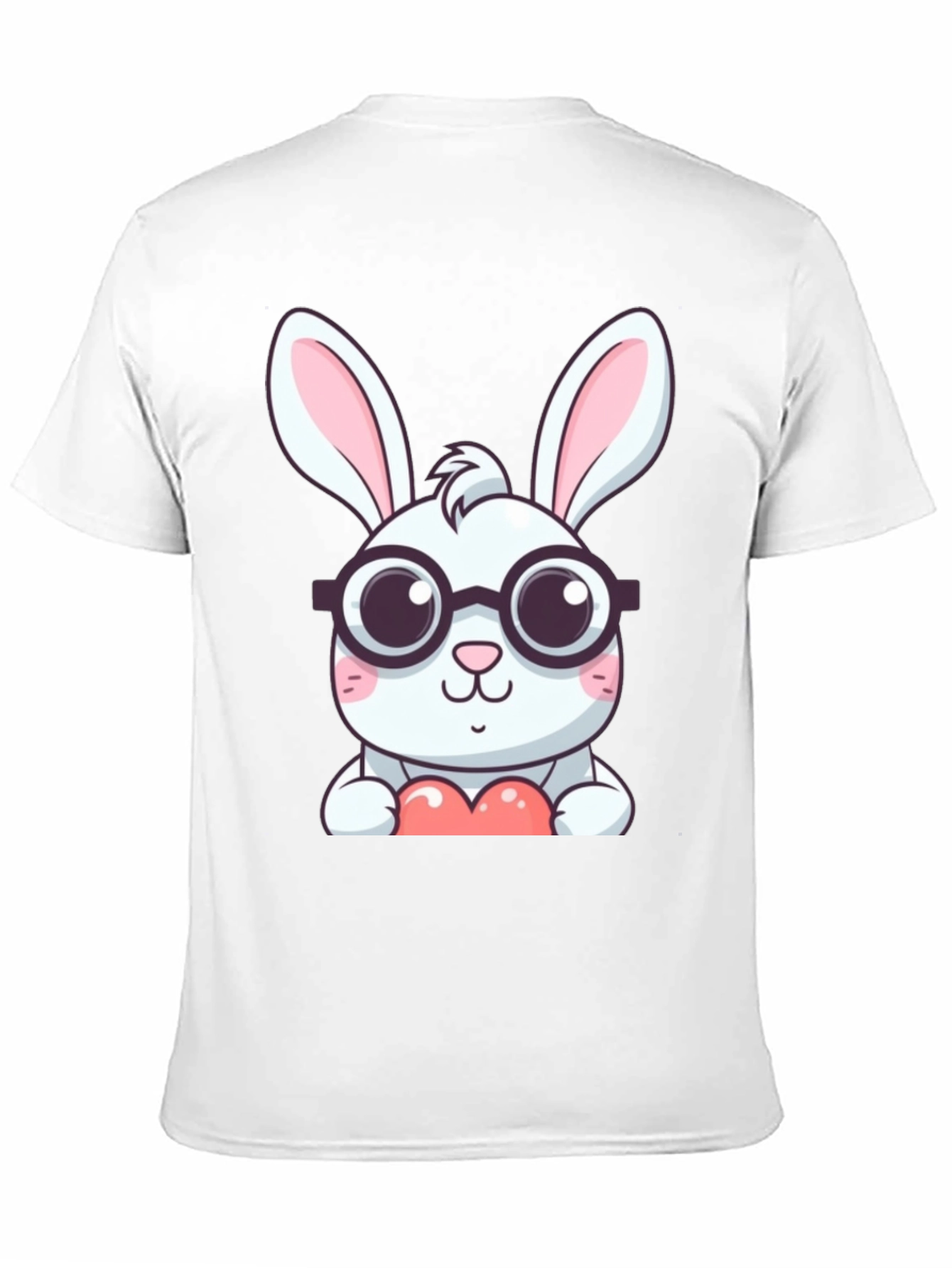 Cute Bunny with Glasses Black T-Shirt