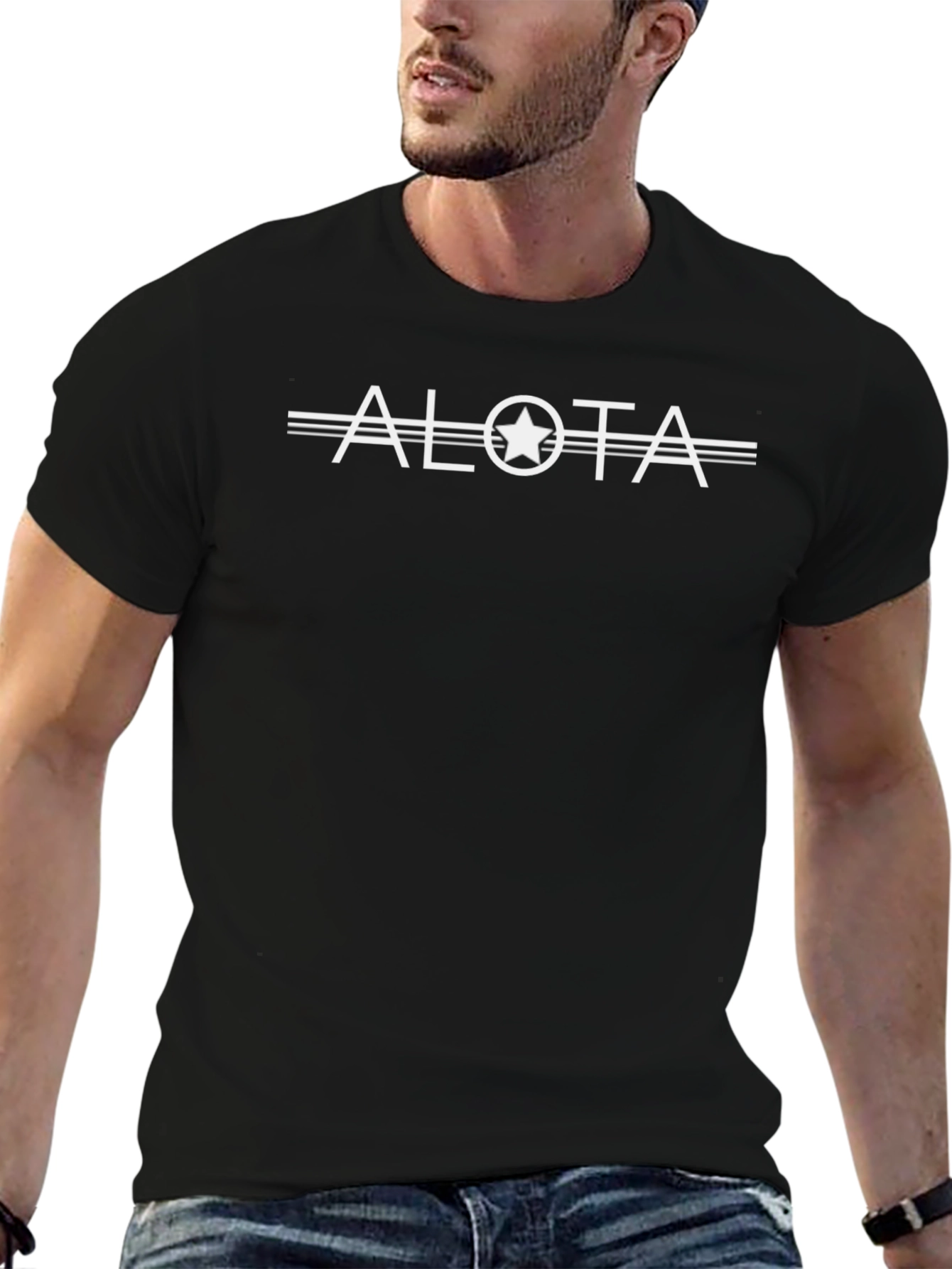 ALOTA Graphic Tee - Stylish Black Cotton Blend Shirt