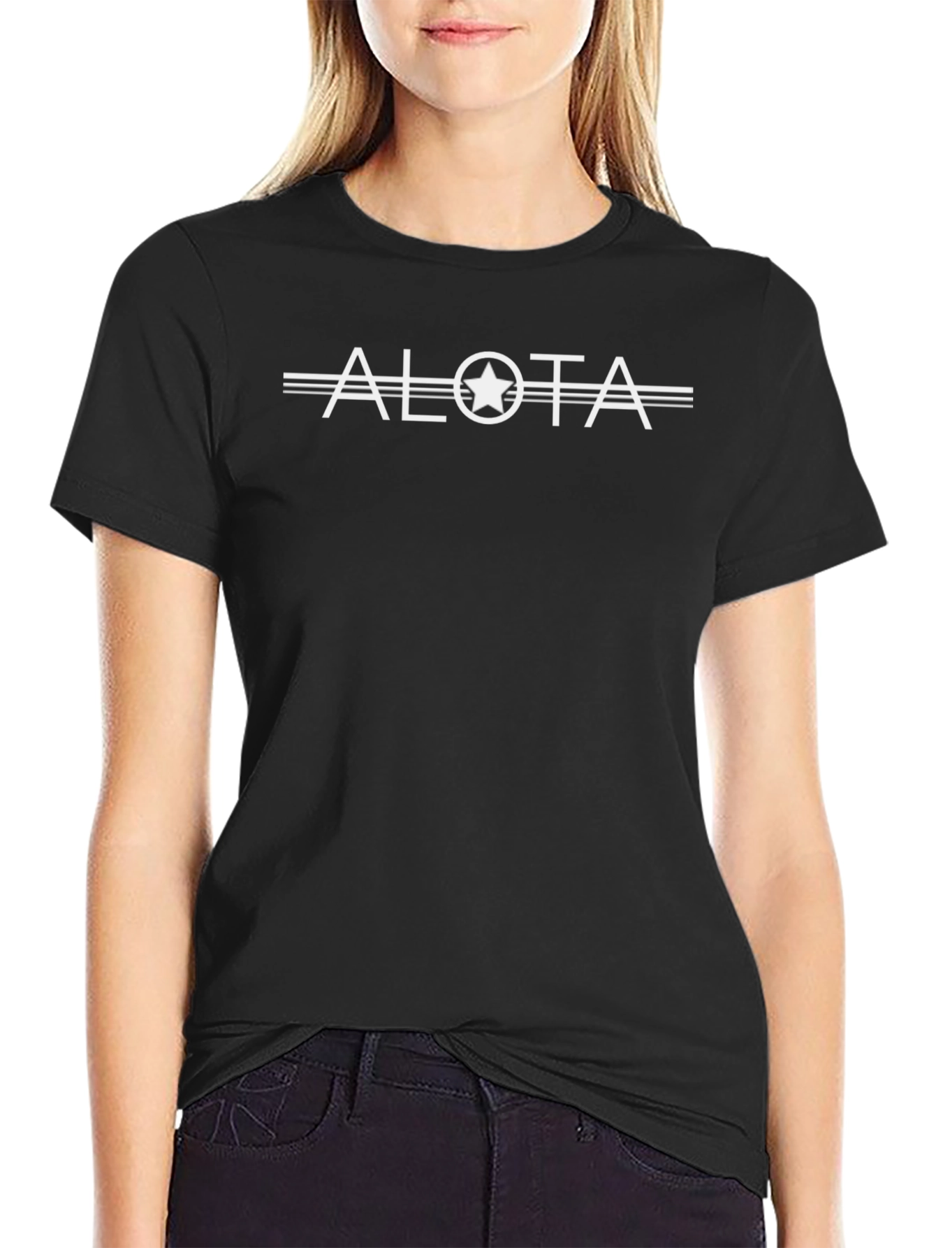 ALOTA Graphic Tee - Stylish Black Cotton Blend Shirt