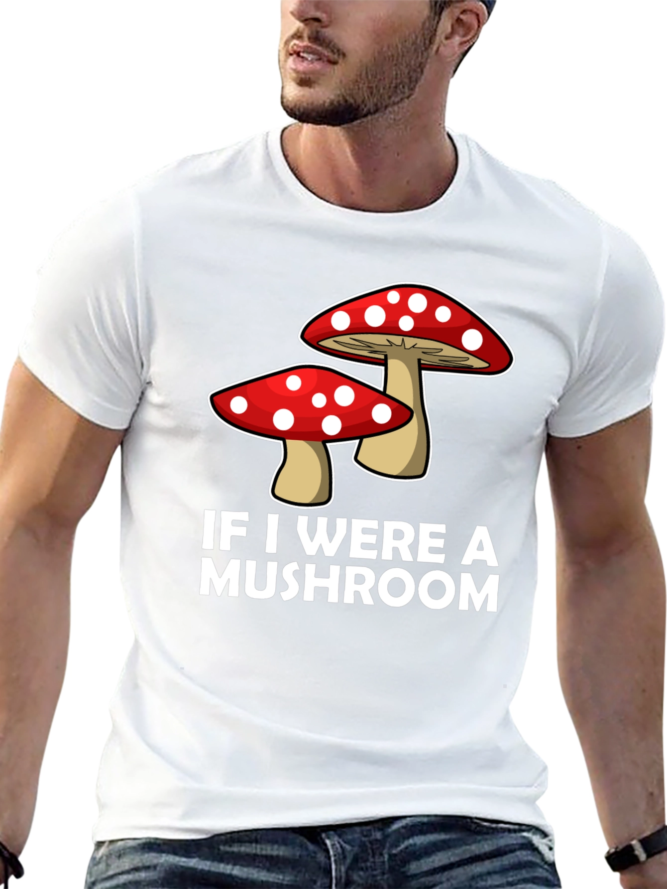 Mushroom Graphic Tee - Funny Mens Crew Neck T-Shirt