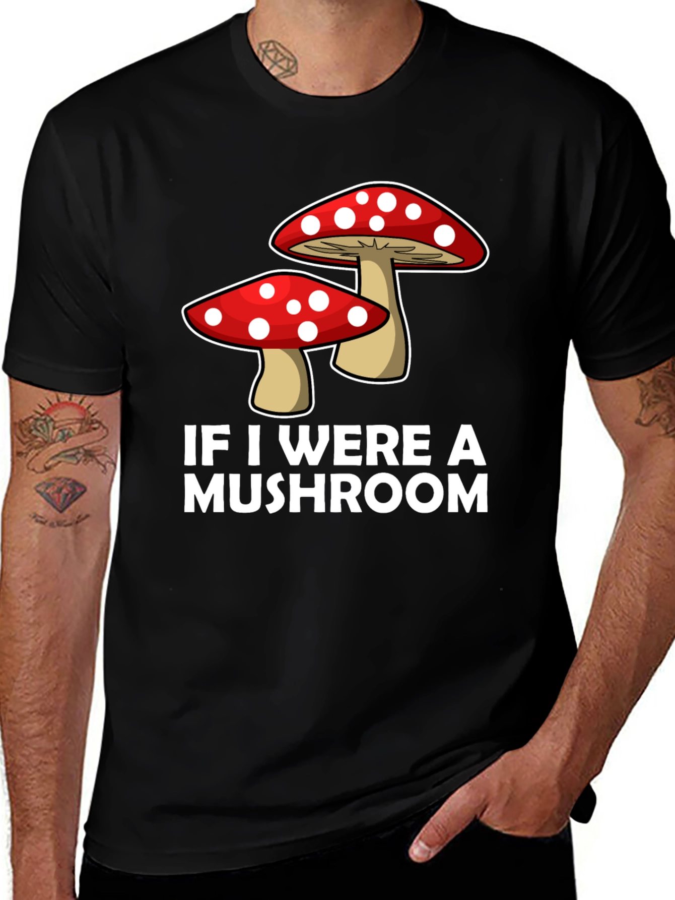 Mushroom Graphic Tee - Funny Mens Crew Neck T-Shirt