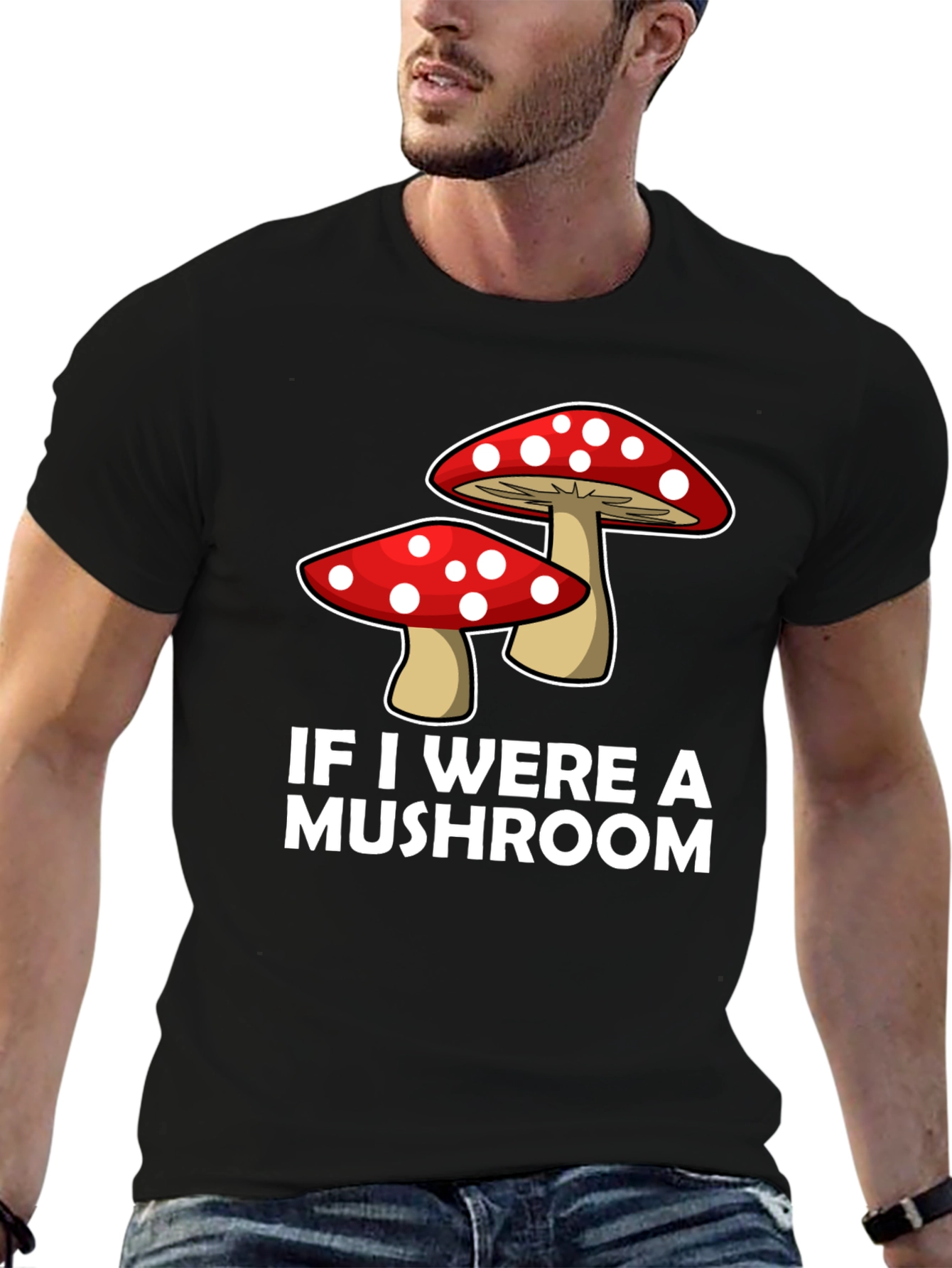 Mushroom Graphic Tee - Funny Mens Crew Neck T-Shirt
