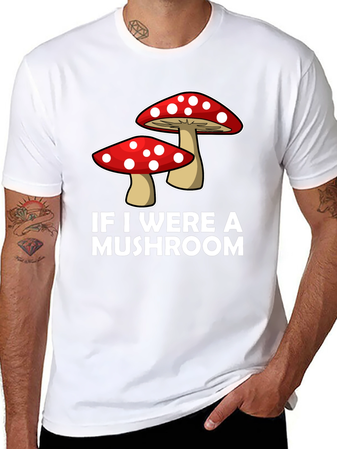 Mushroom Graphic Tee - Funny Mens Crew Neck T-Shirt