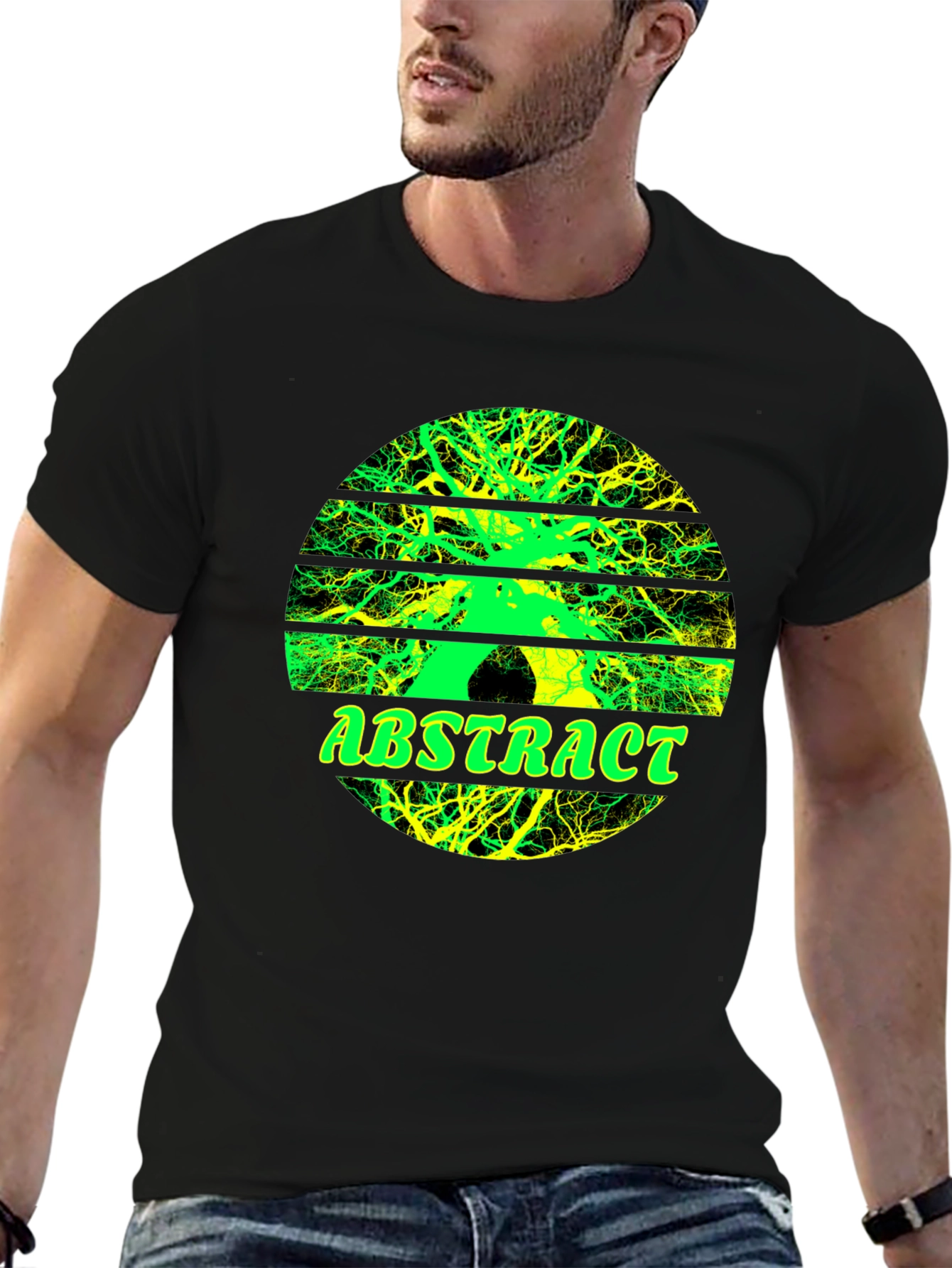 Abstract Tree Graphic Tee - Stylish Mens Black T-Shirt
