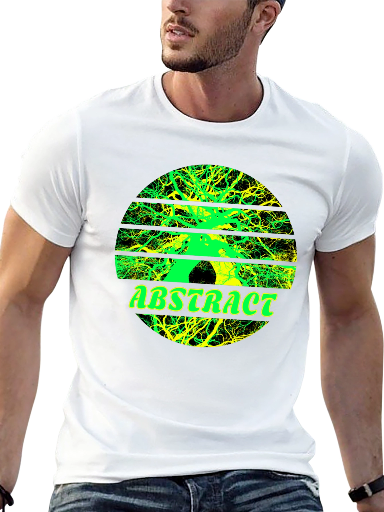 Abstract Tree Graphic Tee - Stylish Mens Black T-Shirt