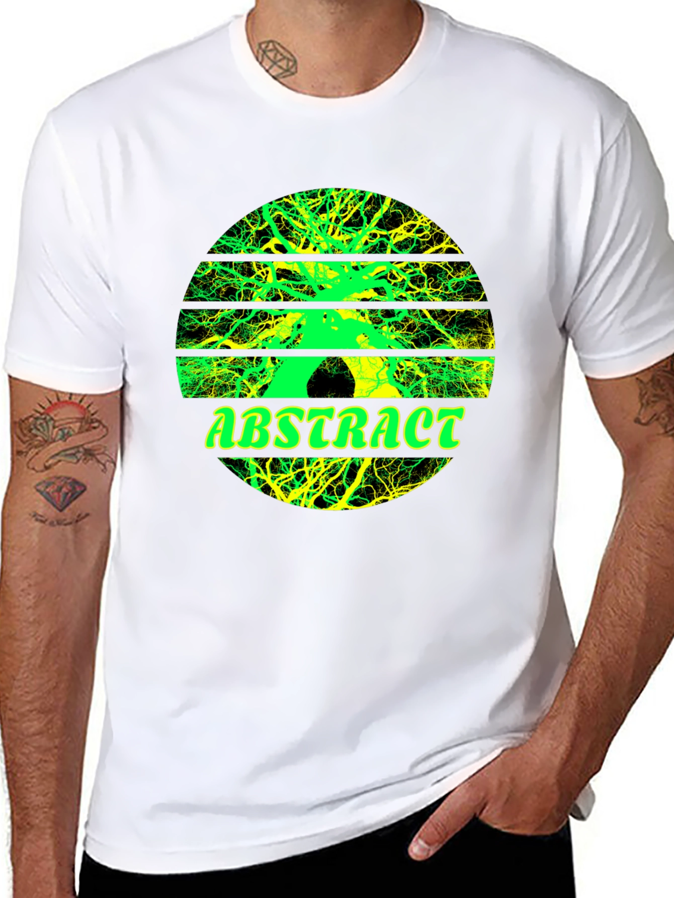 Abstract Tree Graphic Tee - Stylish Mens Black T-Shirt