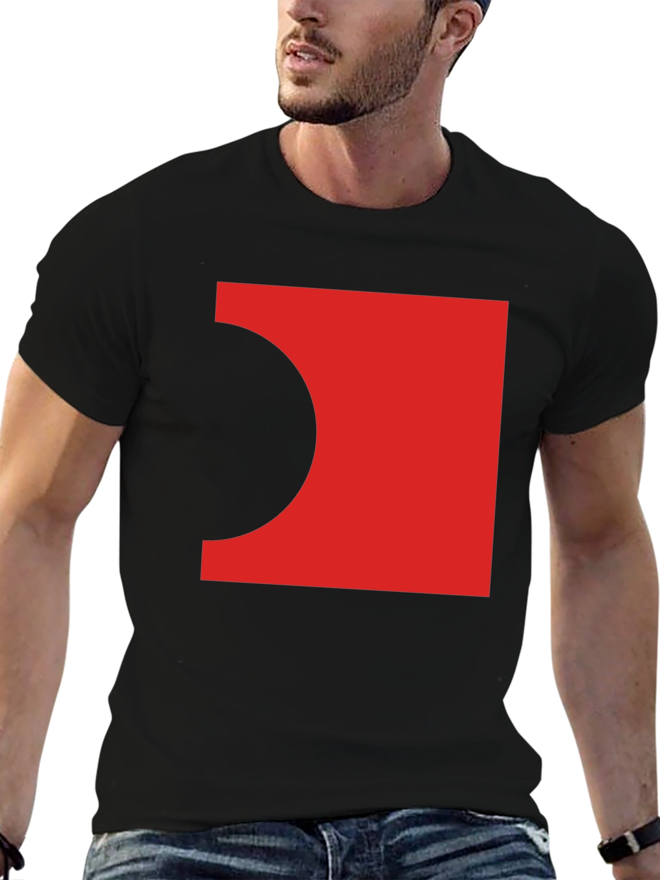 Abstract Red Square Black T-Shirt