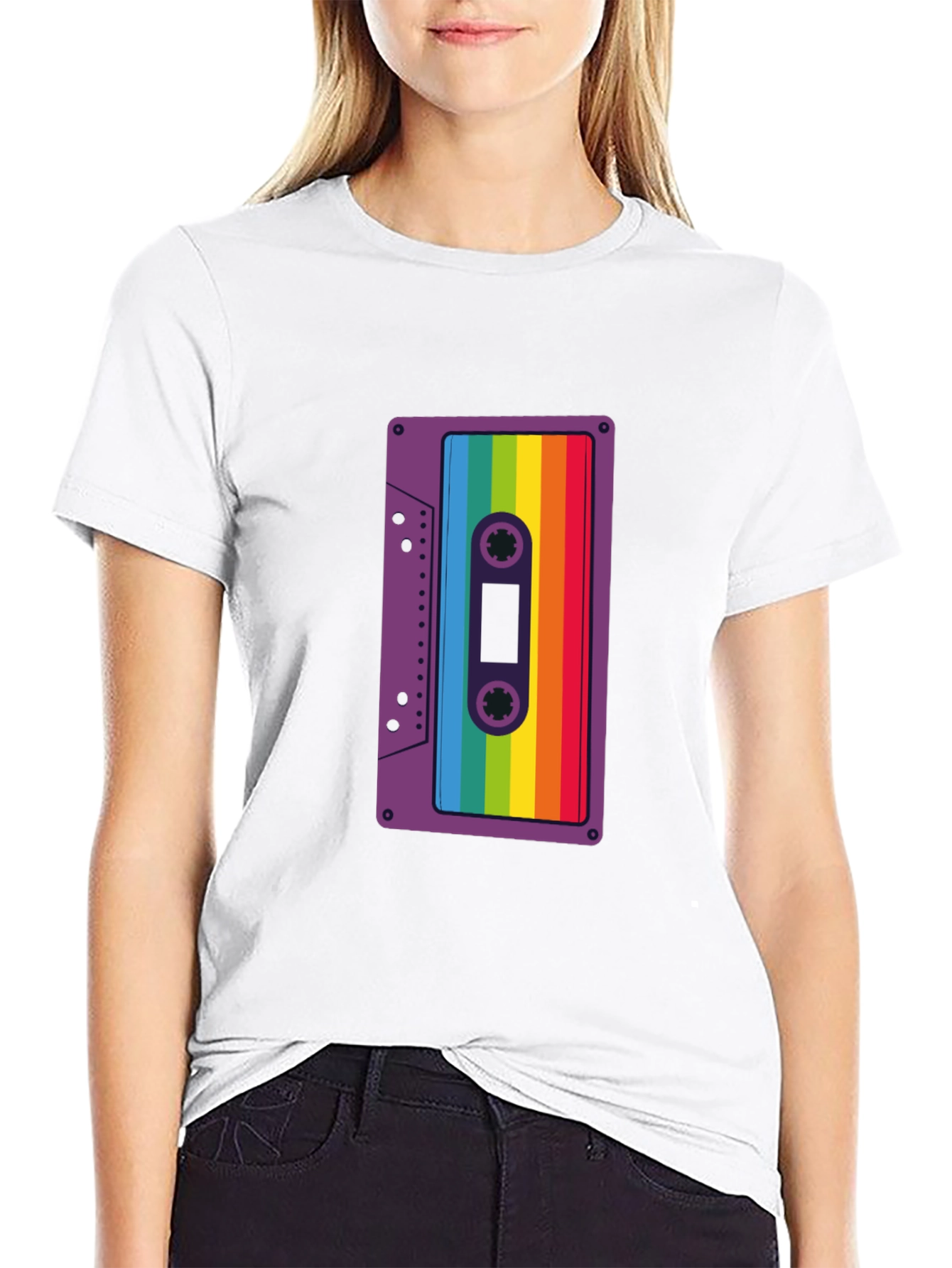 Retro Rainbow Cassette Tape Graphic Tee