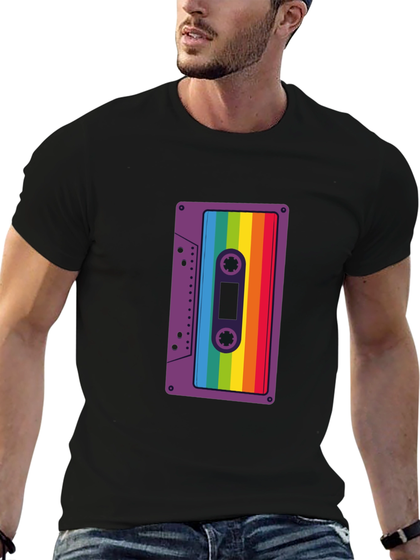 Retro Rainbow Cassette Tape Graphic Tee