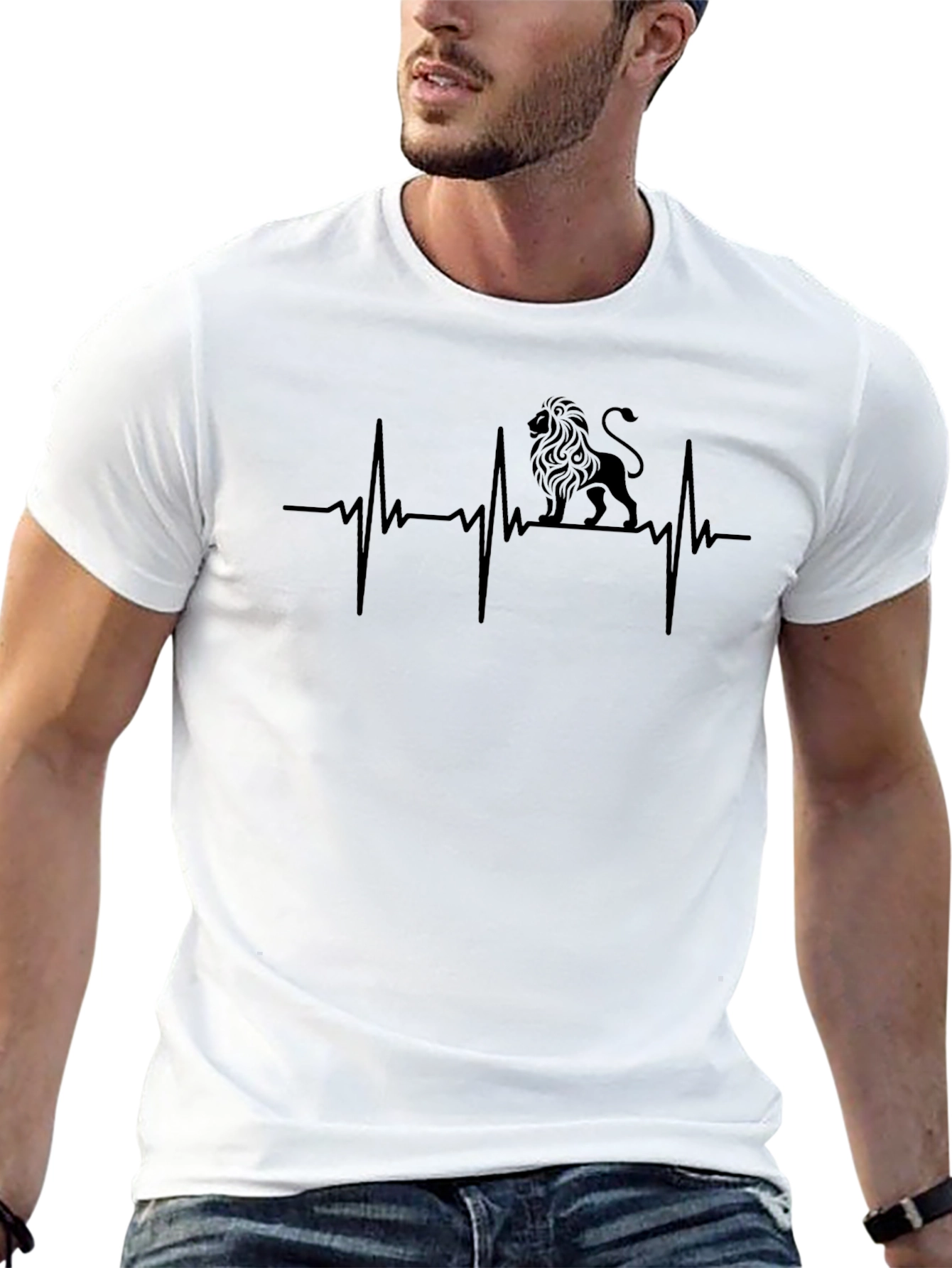 Lion Heartbeat Graphic Tee - Black