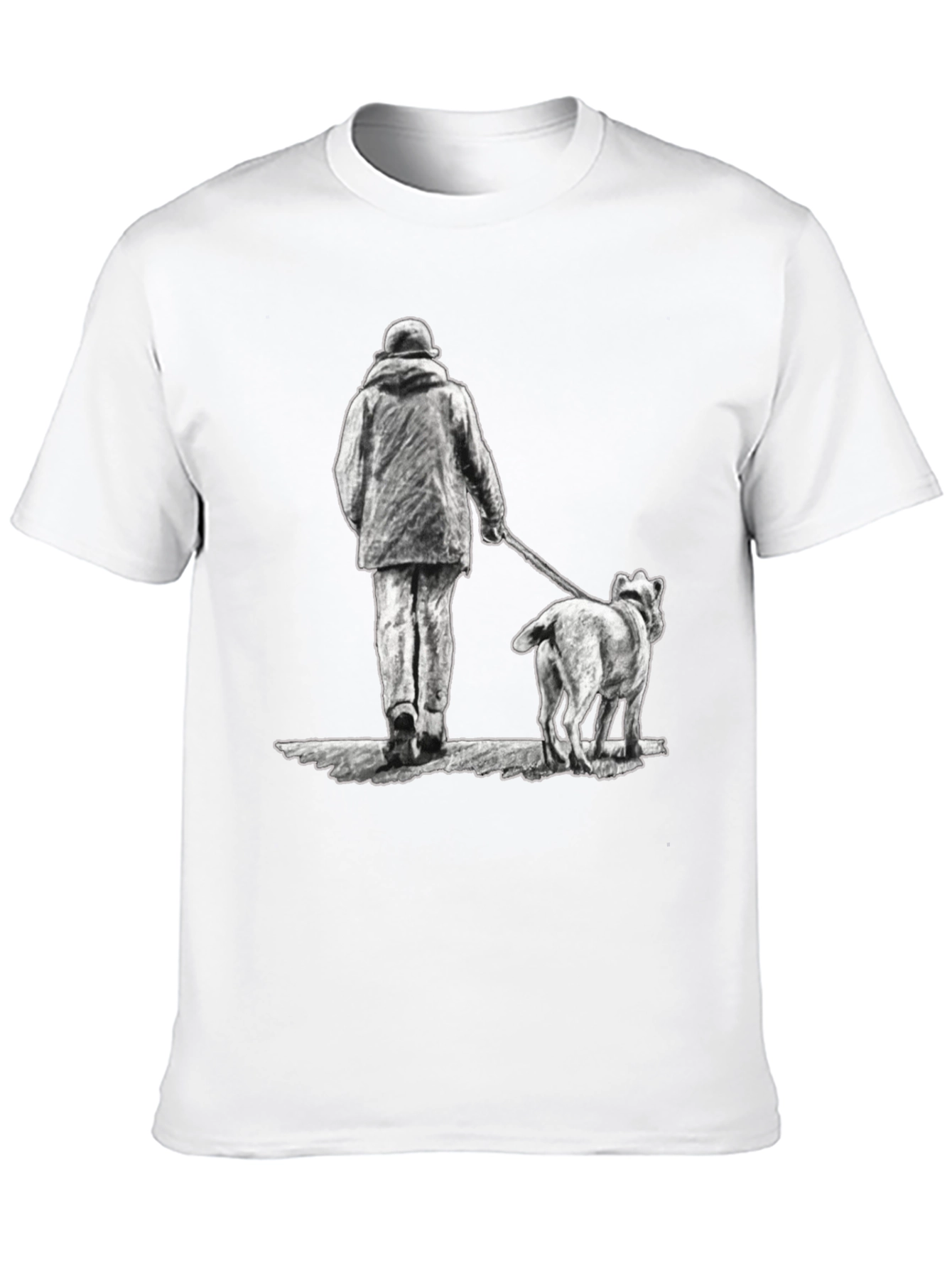 Man and Dog Print Black T-Shirt