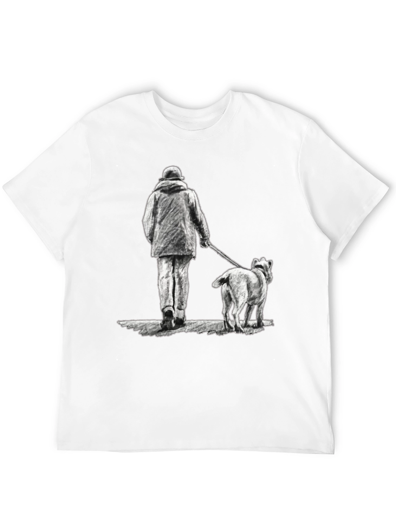 Man and Dog Print Black T-Shirt