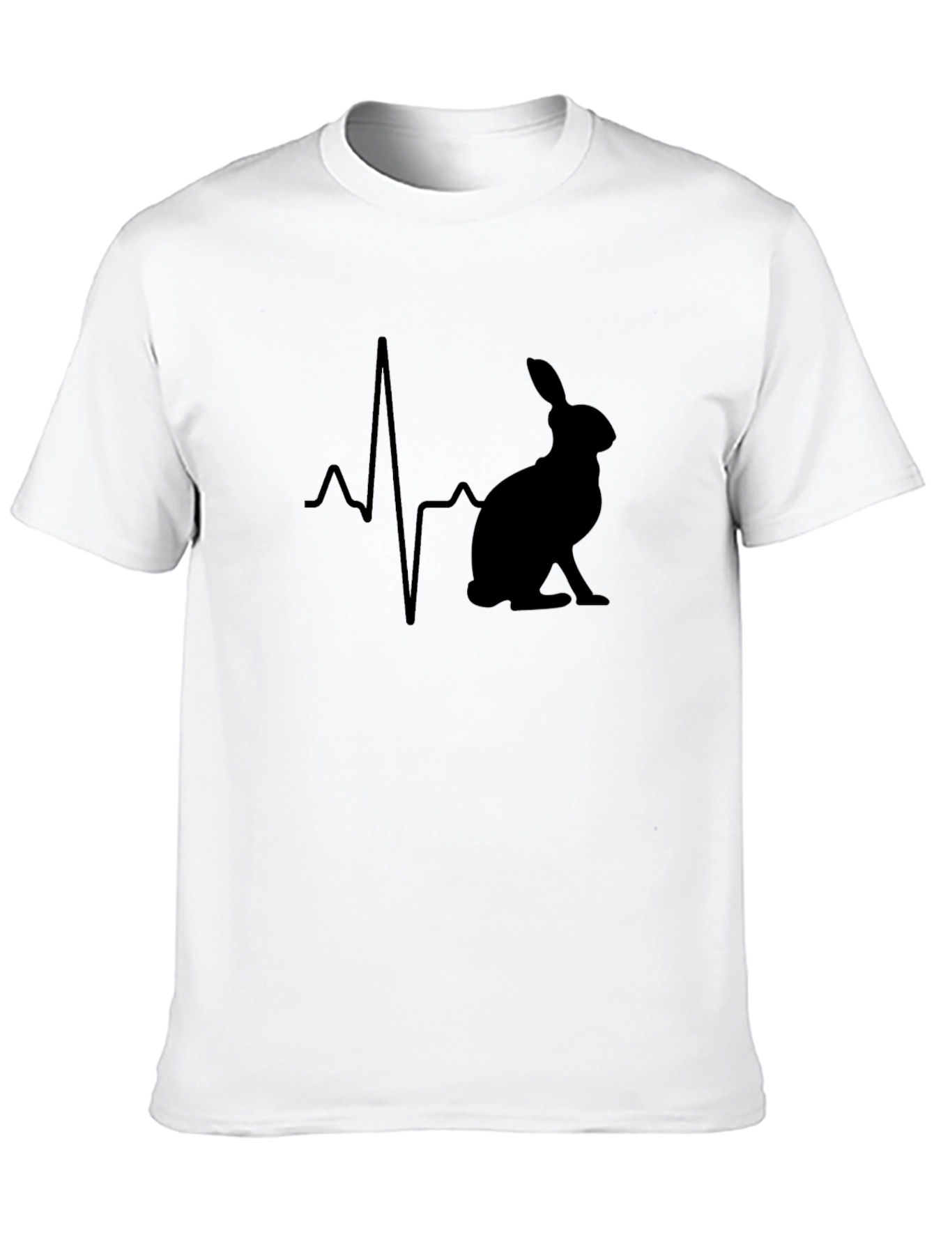 Hare Heartbeat Graphic Tee - Black Cotton T-Shirt