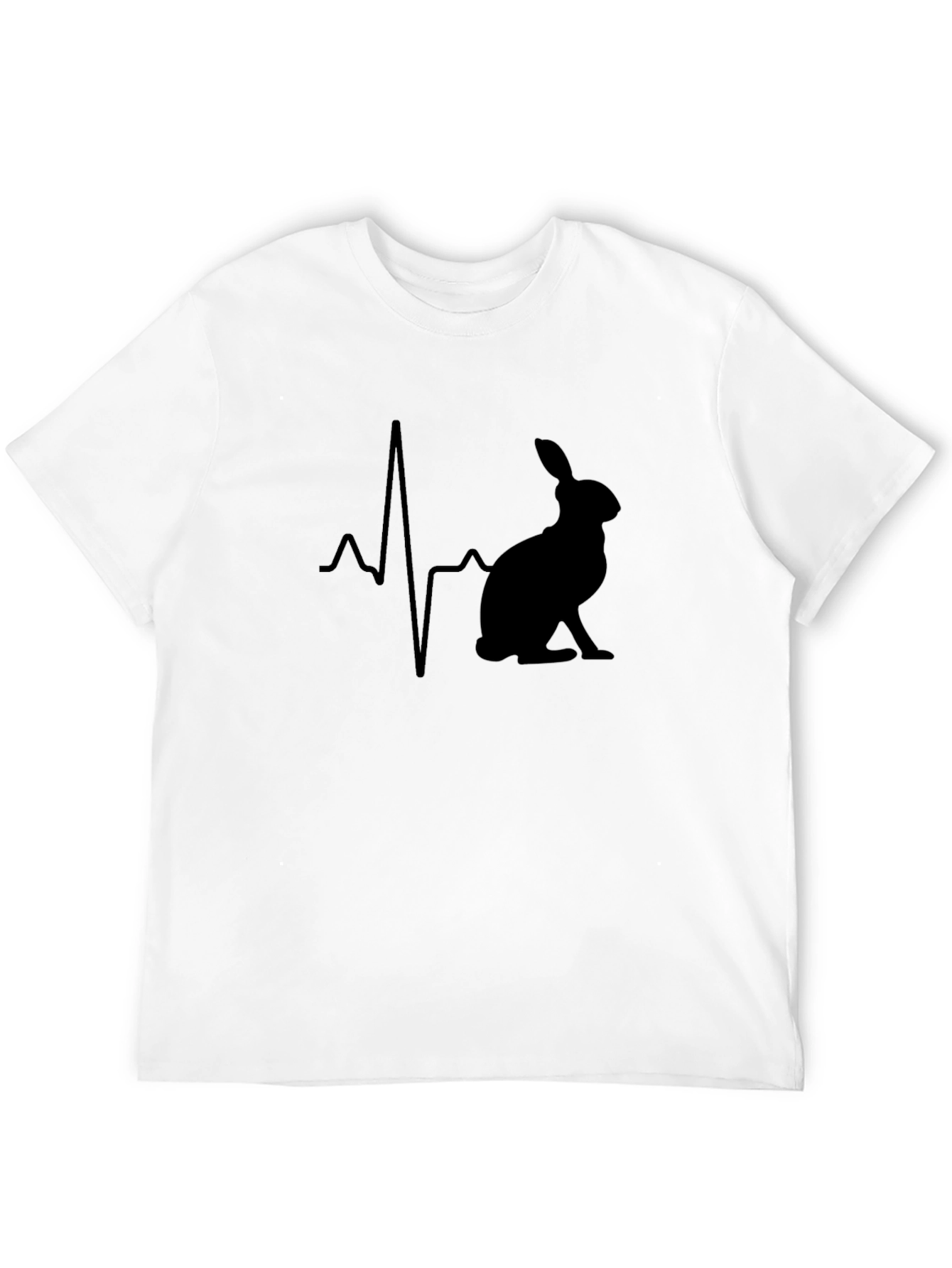 Hare Heartbeat Graphic Tee - Black Cotton T-Shirt