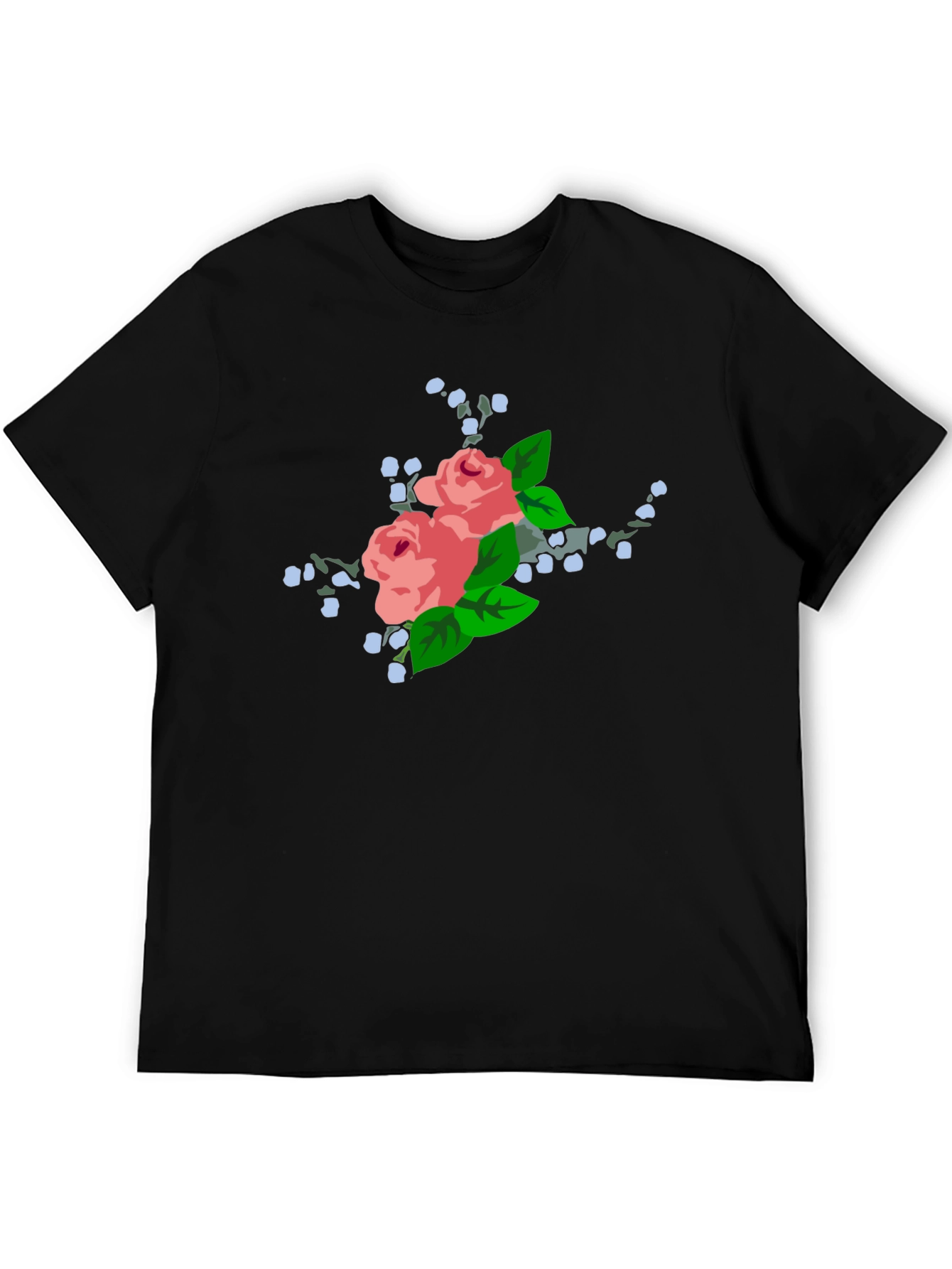 Floral Rose Graphic Black T-Shirt