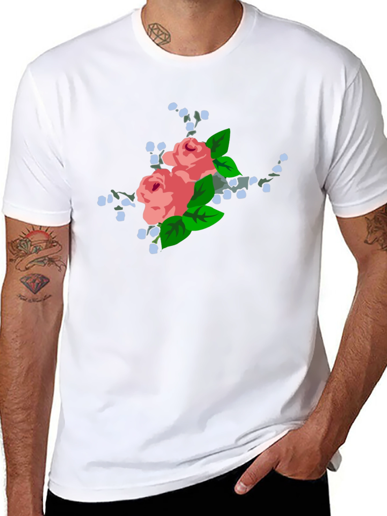 Floral Rose Graphic Black T-Shirt