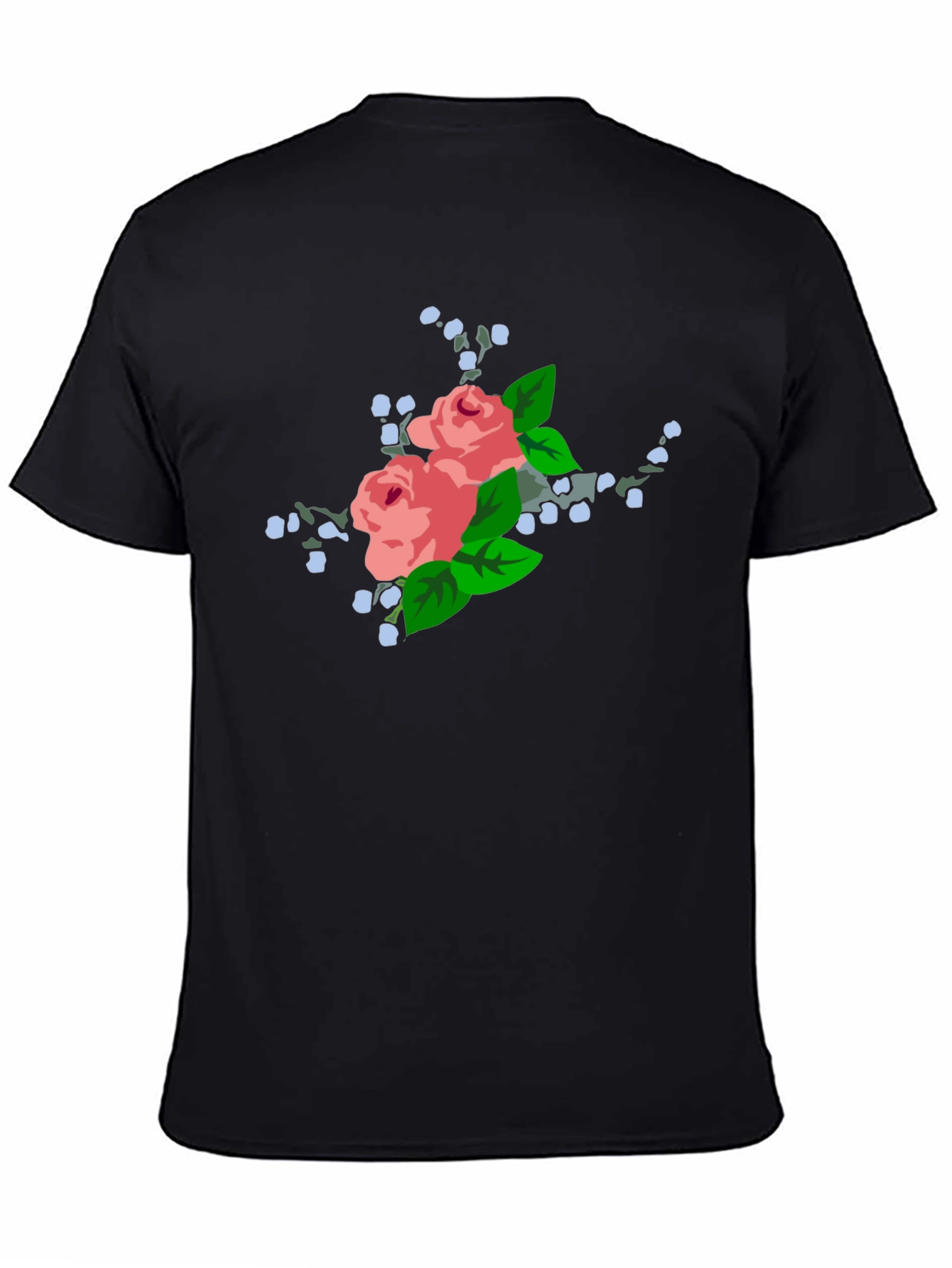 Floral Rose Graphic Black T-Shirt