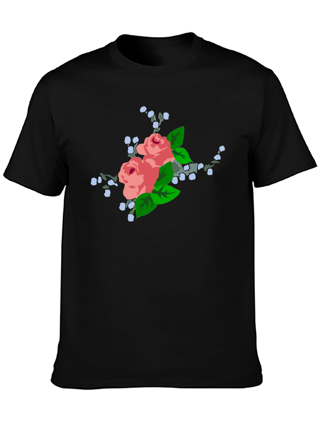 Floral Rose Graphic Black T-Shirt