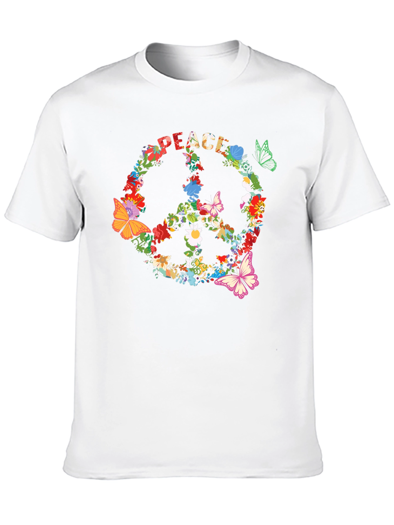 Peace Sign Floral Butterfly T-Shirt