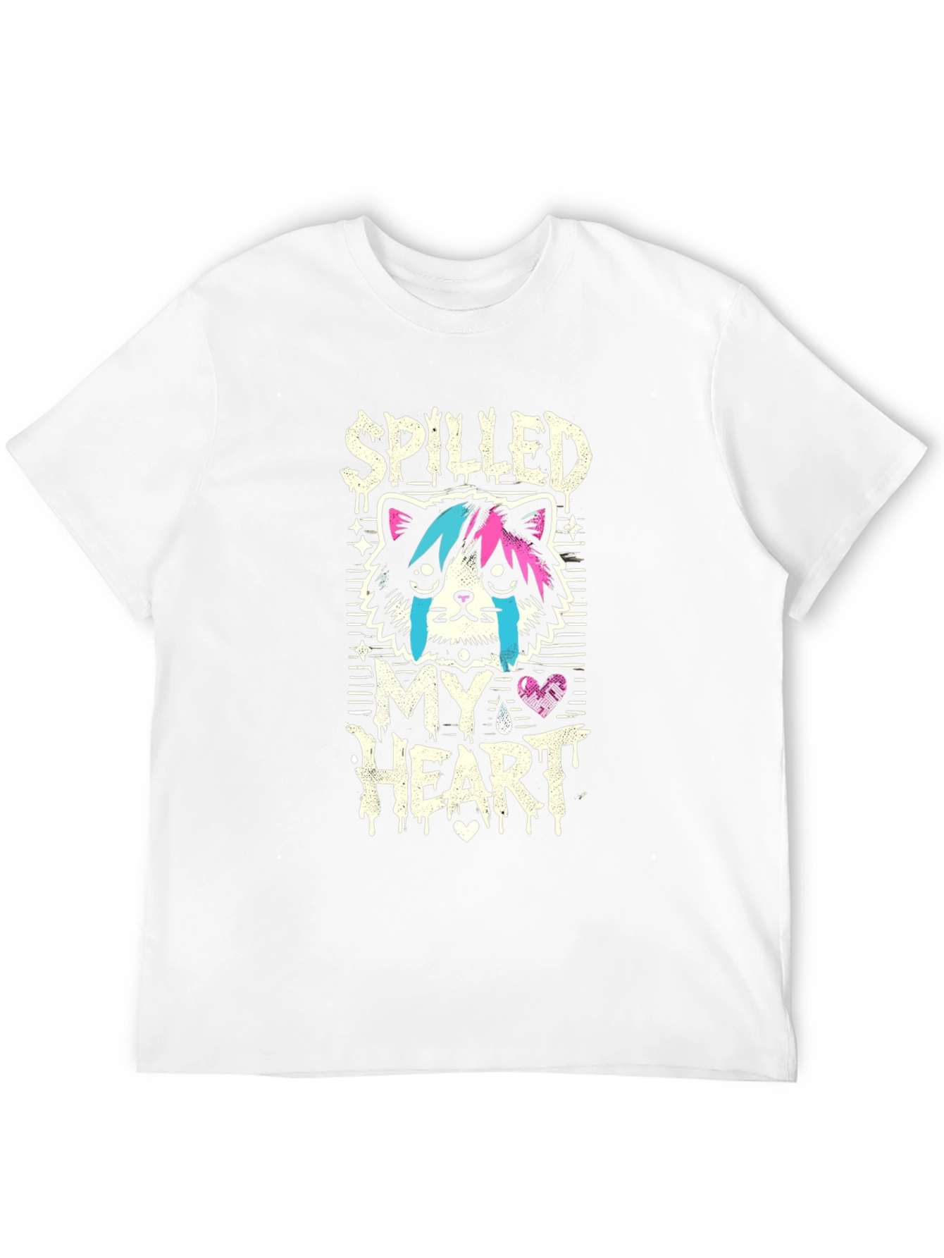 Spilled My Heart Graphic Tee - Sad Cat Design