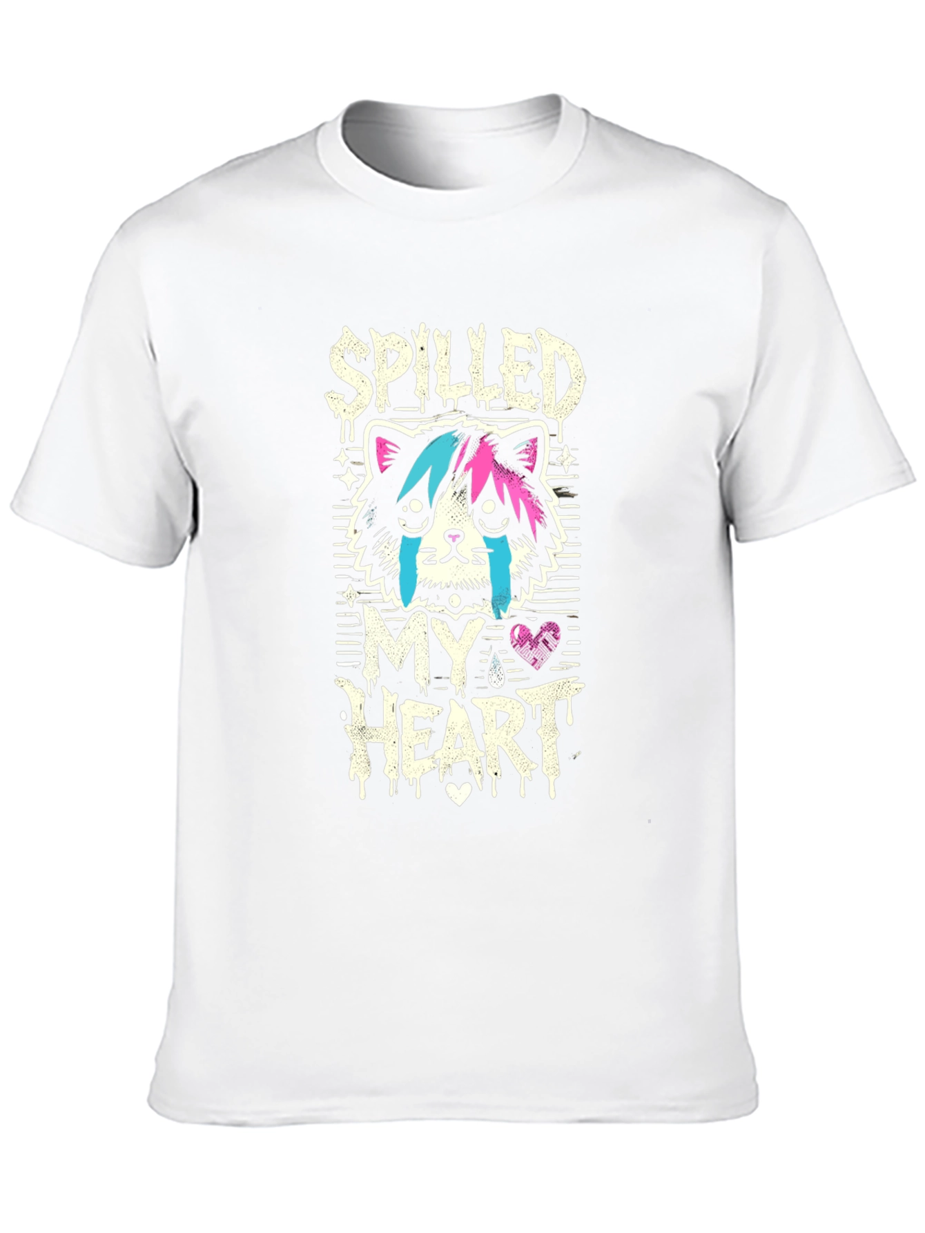Spilled My Heart Graphic Tee - Sad Cat Design